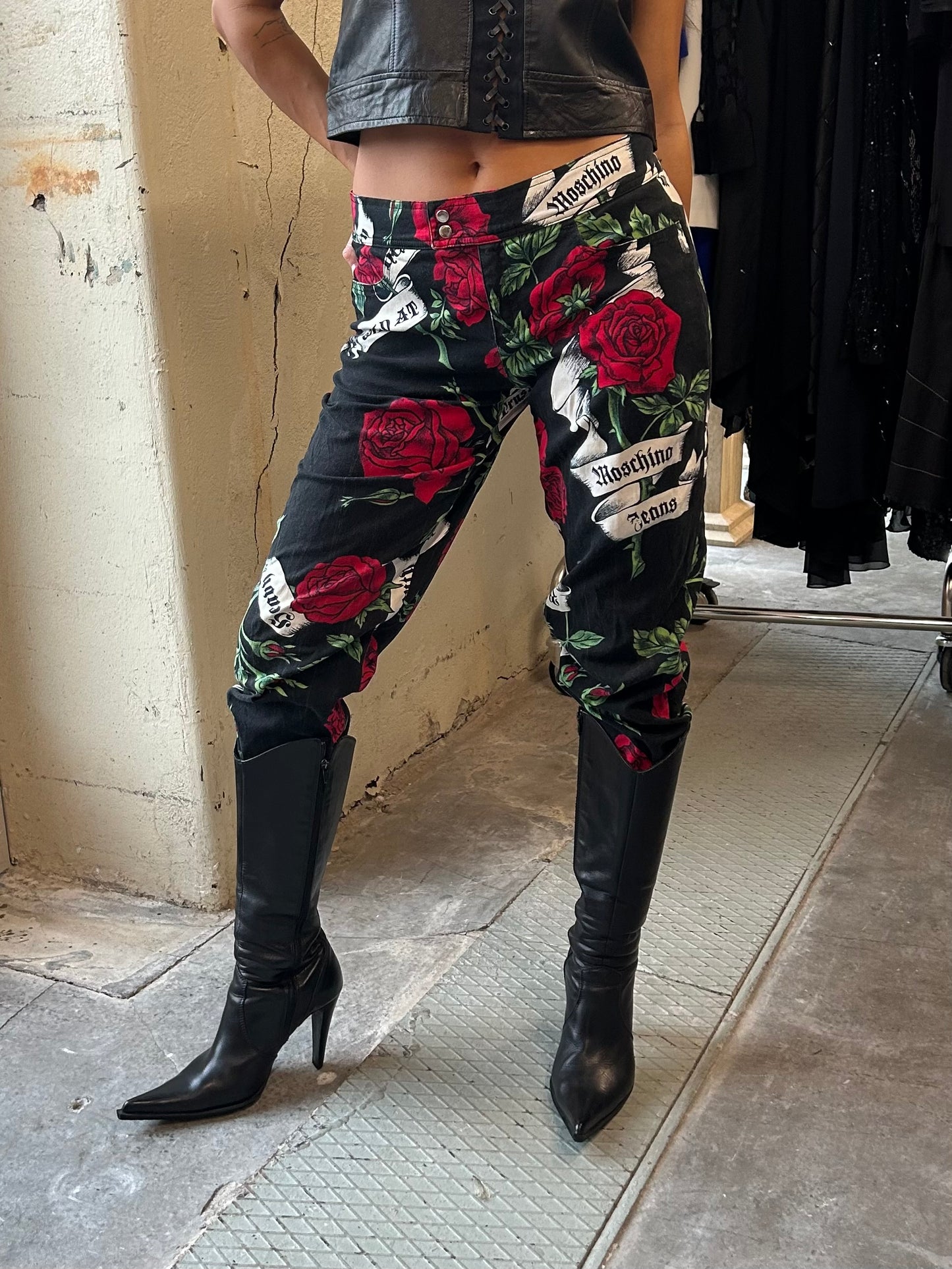 90’s Moschino rose tattoo pants