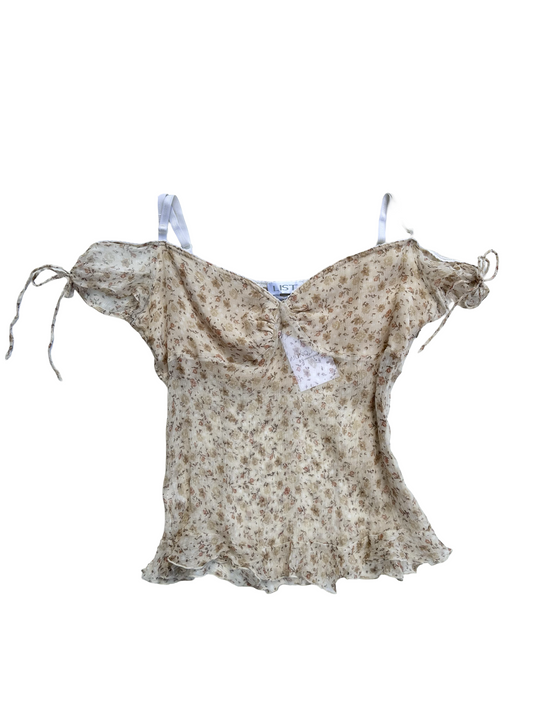 Romantic Silk of shoulder flower Top