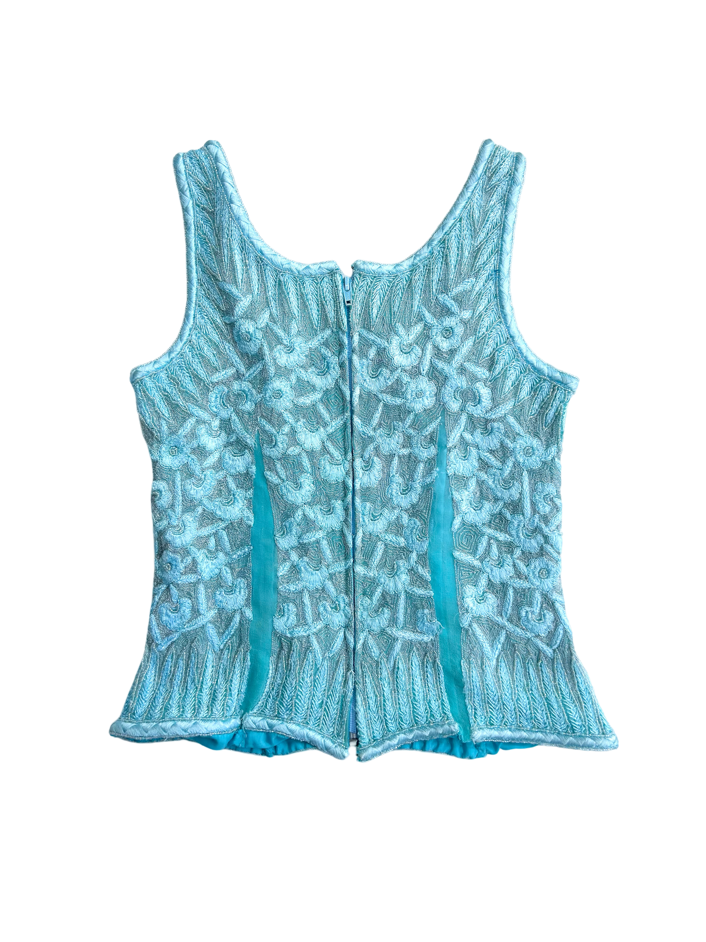 Vintage pure silk embroidered top