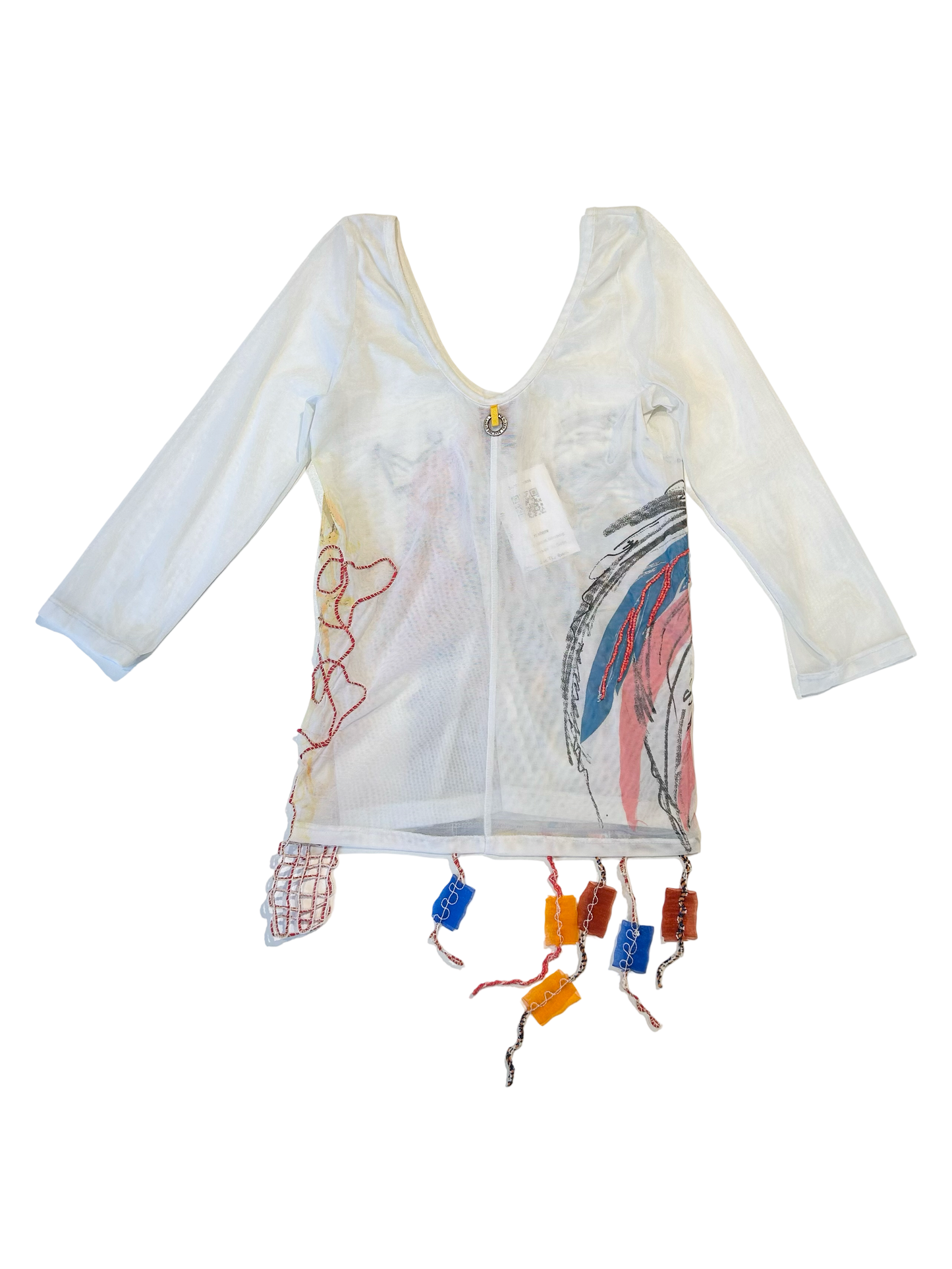 Save The Queen “le coq” embroidery mesh top