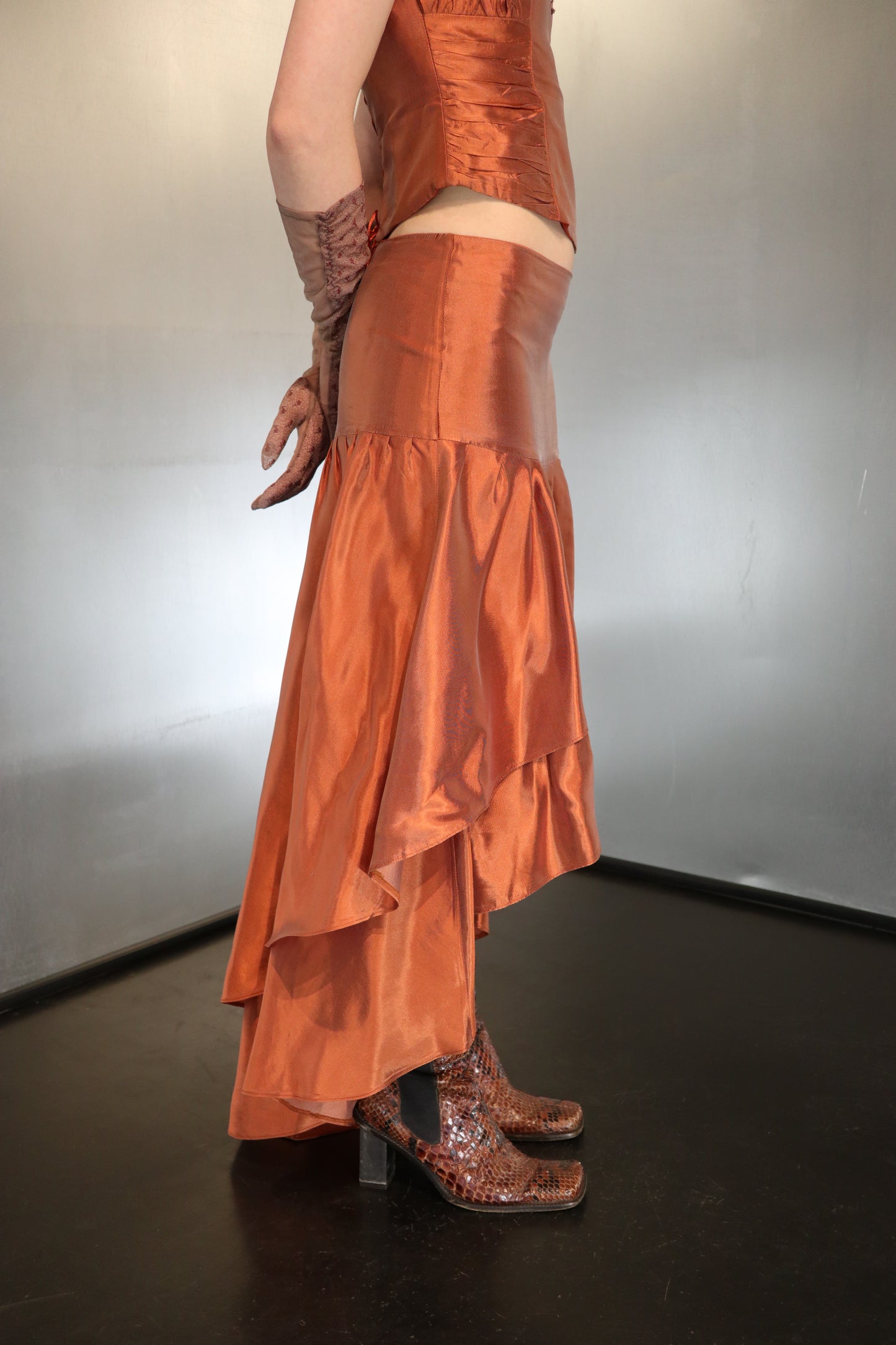 Metallic Bronze Skirt Set