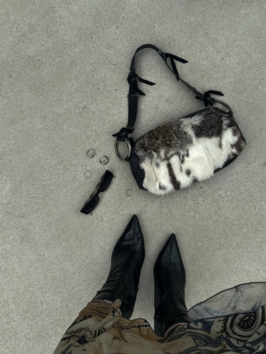 FUR AND LEATHER BAGUETTE BAG 90’s