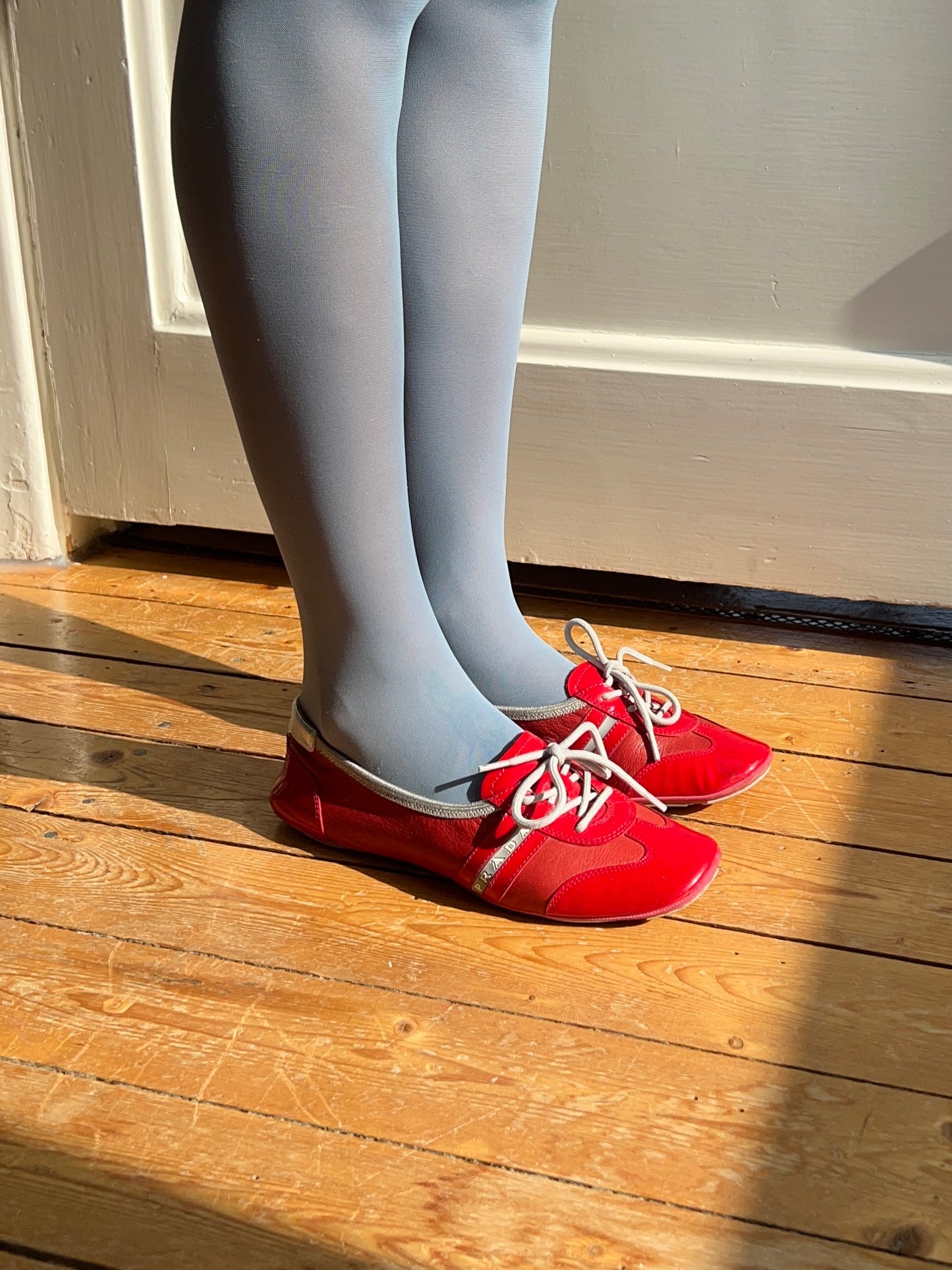 Prada Red Patent Leather Ballet Sneakers
