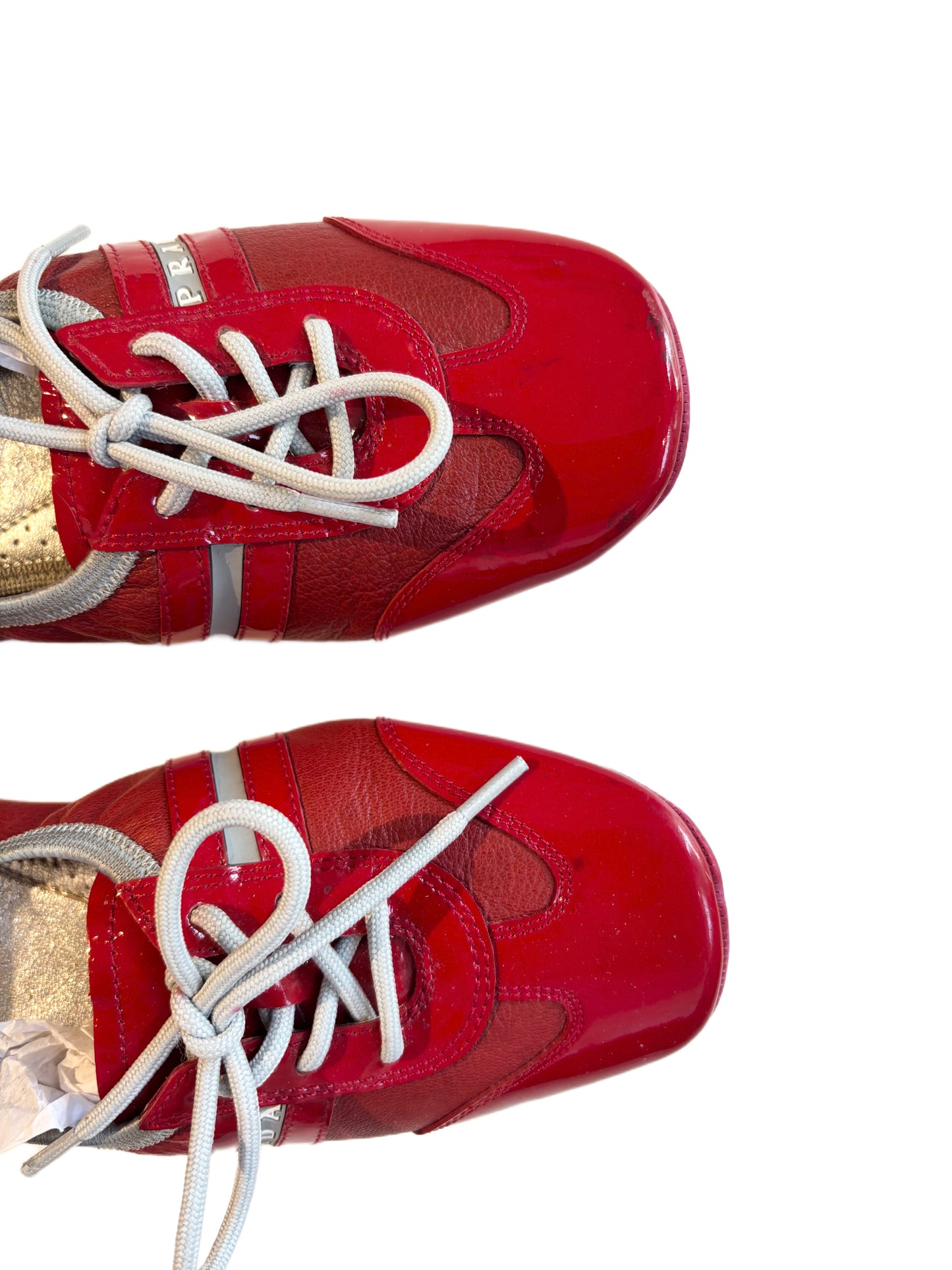 Prada Red Patent Leather Ballet Sneakers