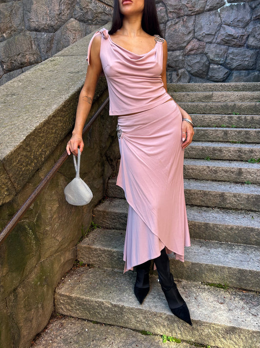 Orna Farho layered asymmetrical pink set