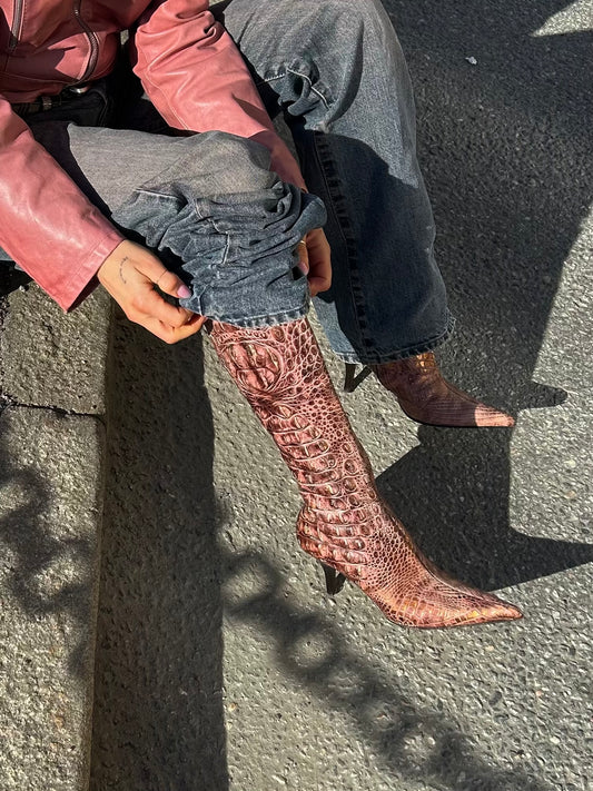 ETRO bronzed pink high boots