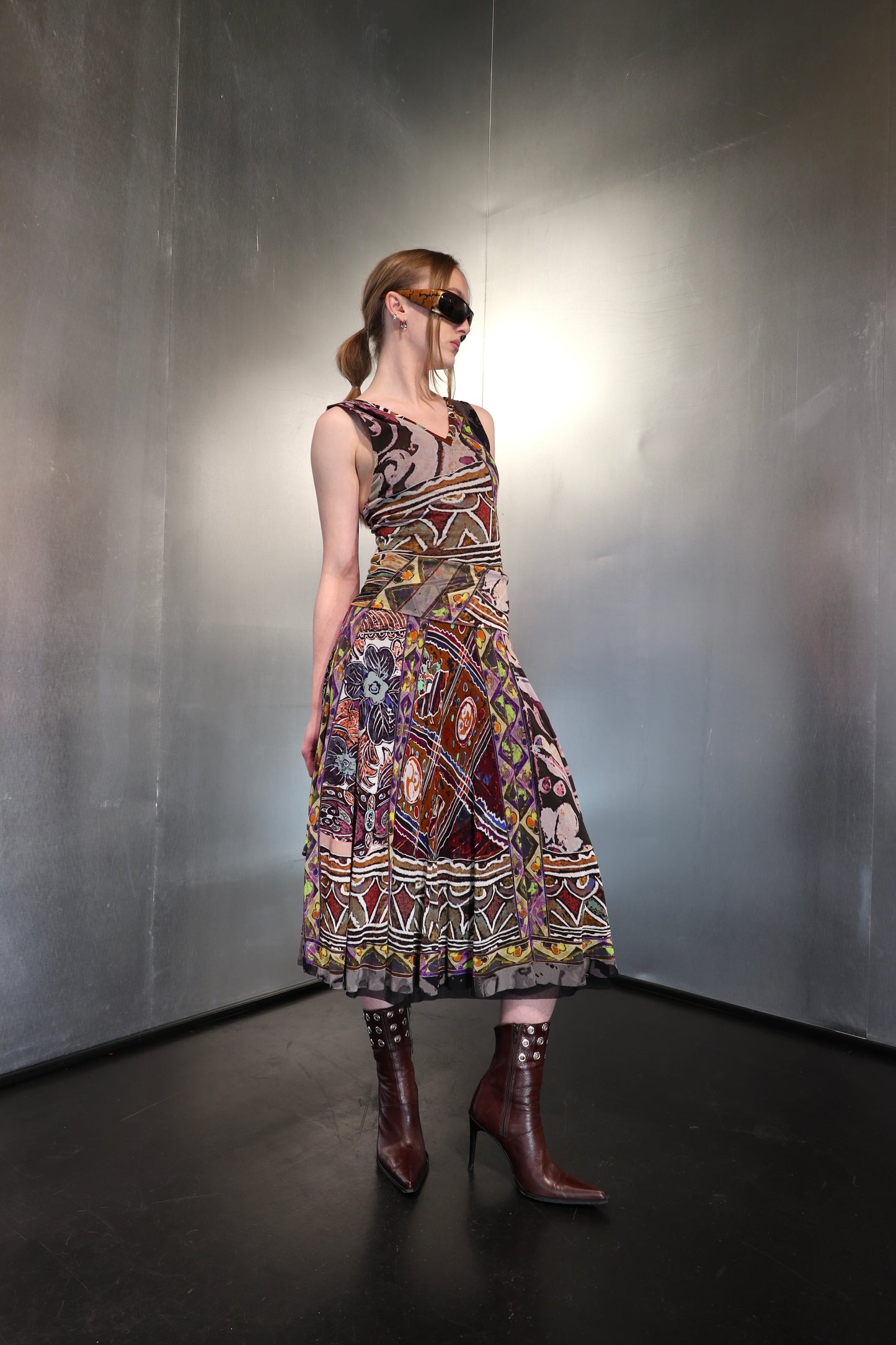 Gaultier Soleil Trompe L'oeil Tribal Mesh Dress