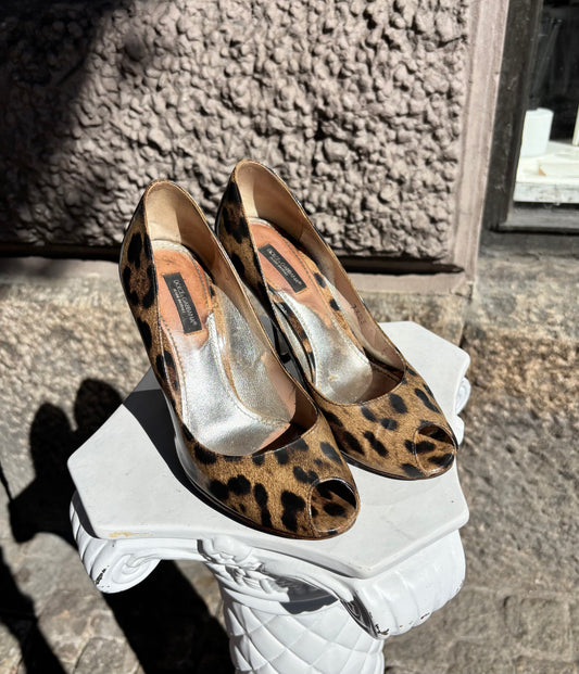 Dolce & Gabbana Patent Leather Leopard Print Heels