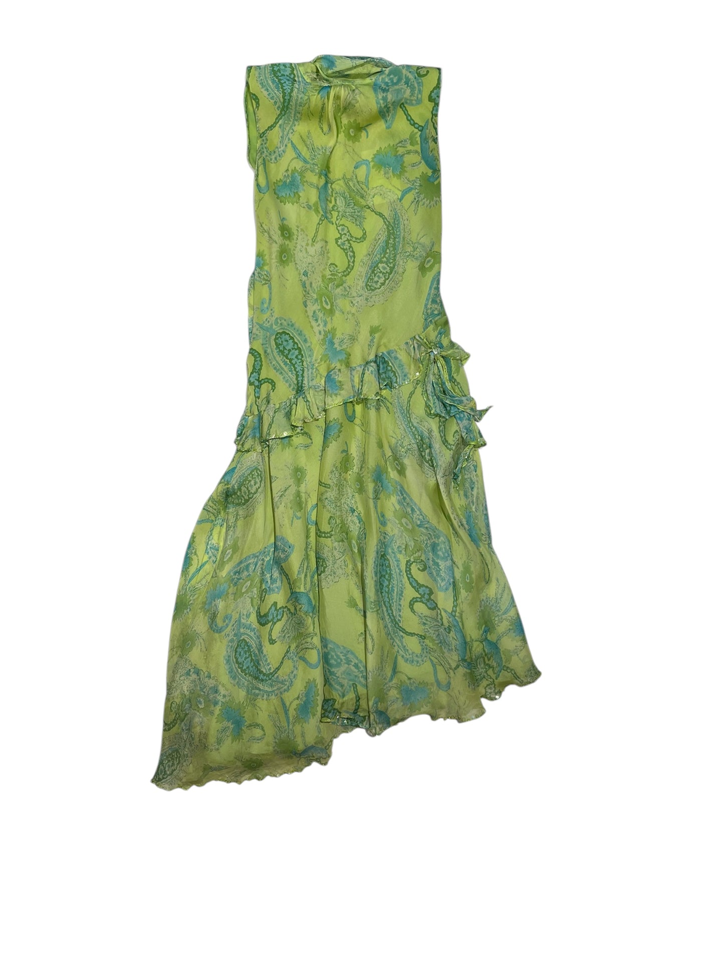 Green silk floral dress