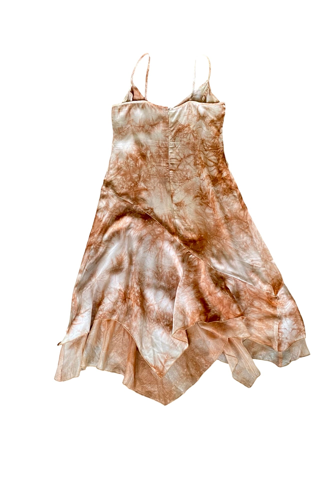 Peach Tie-dye Silk Dress