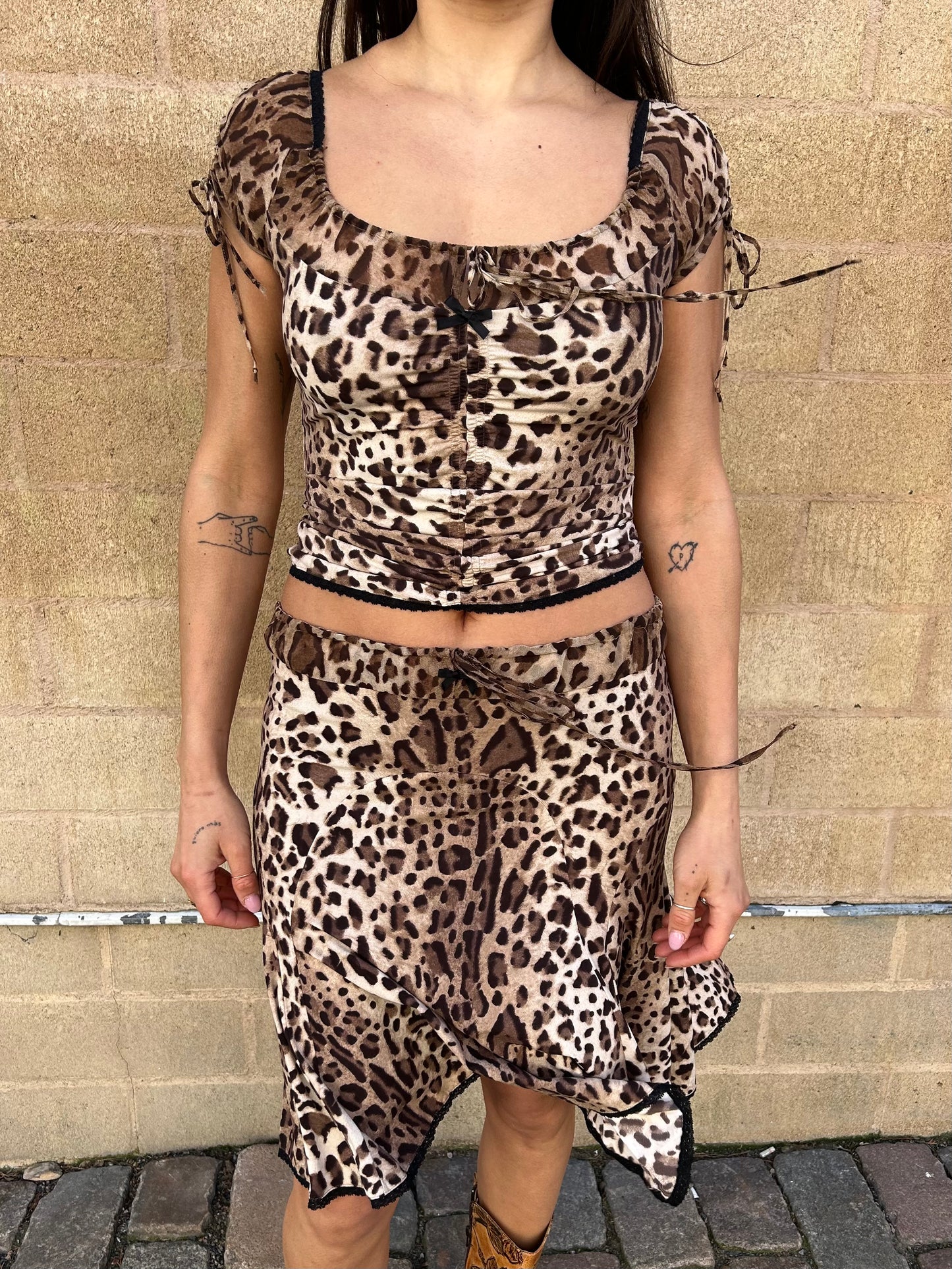 Blumarine cheeta silk set