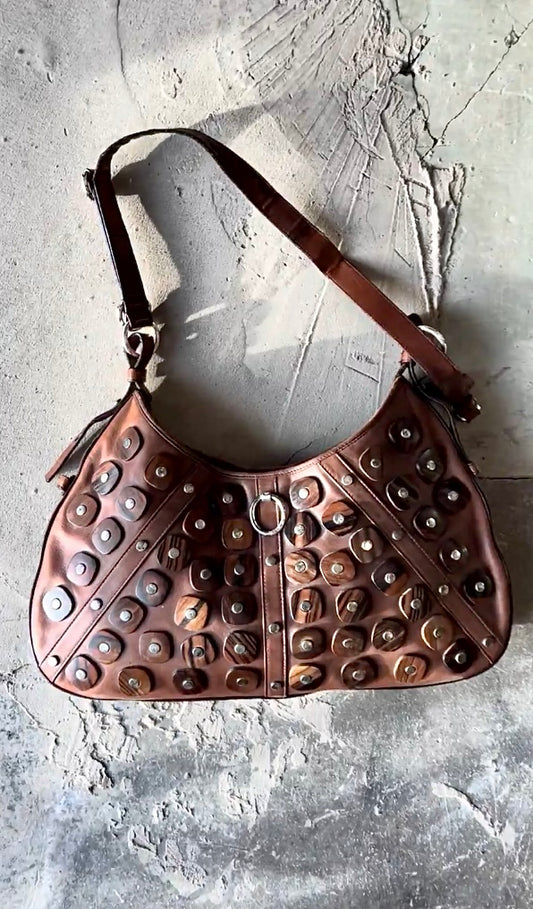 YSL rare leather and wood bag