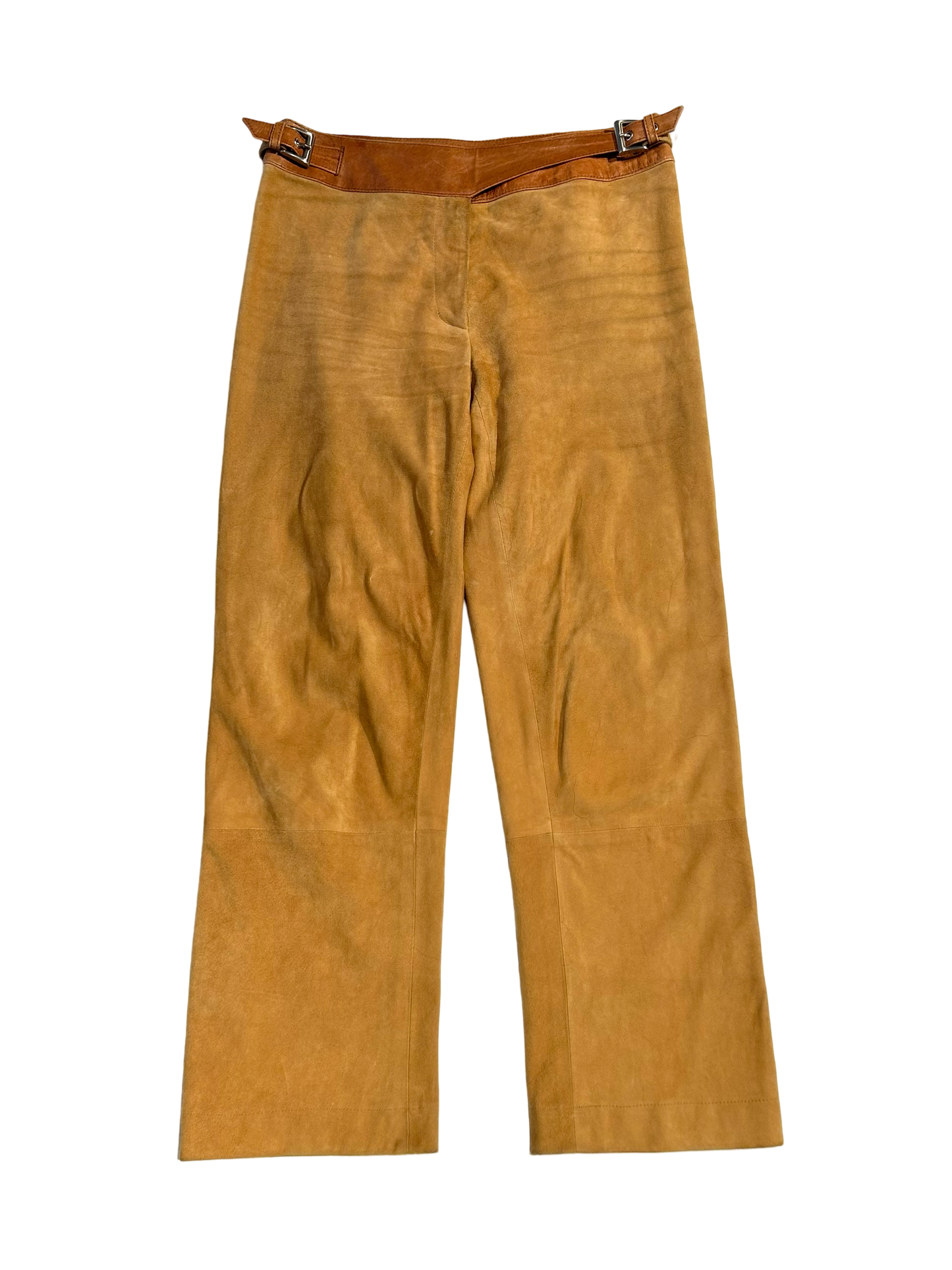 Italian soft suede belted trousers