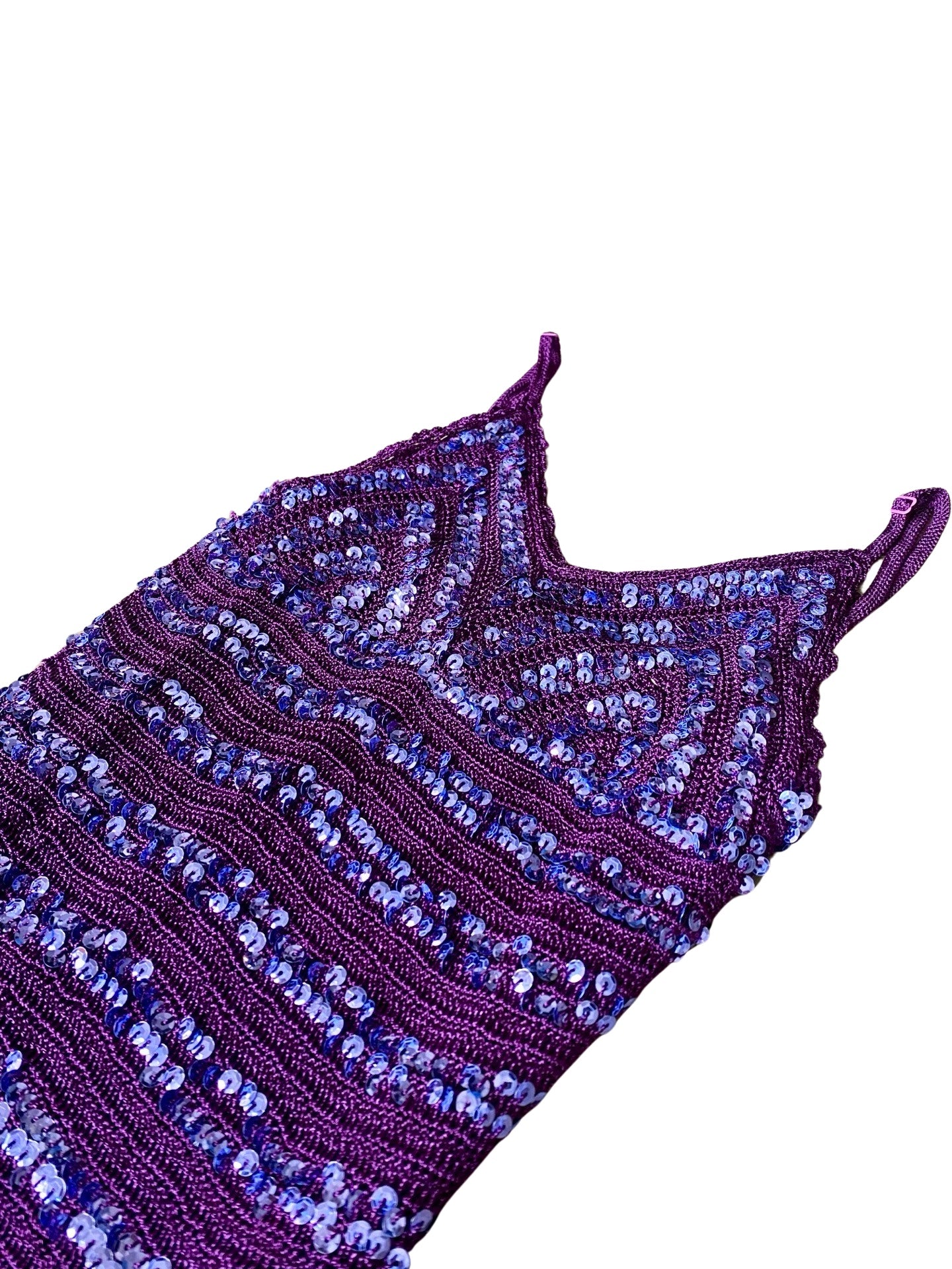 PURPLE CROCHET SEQUIN DRESS 80’s