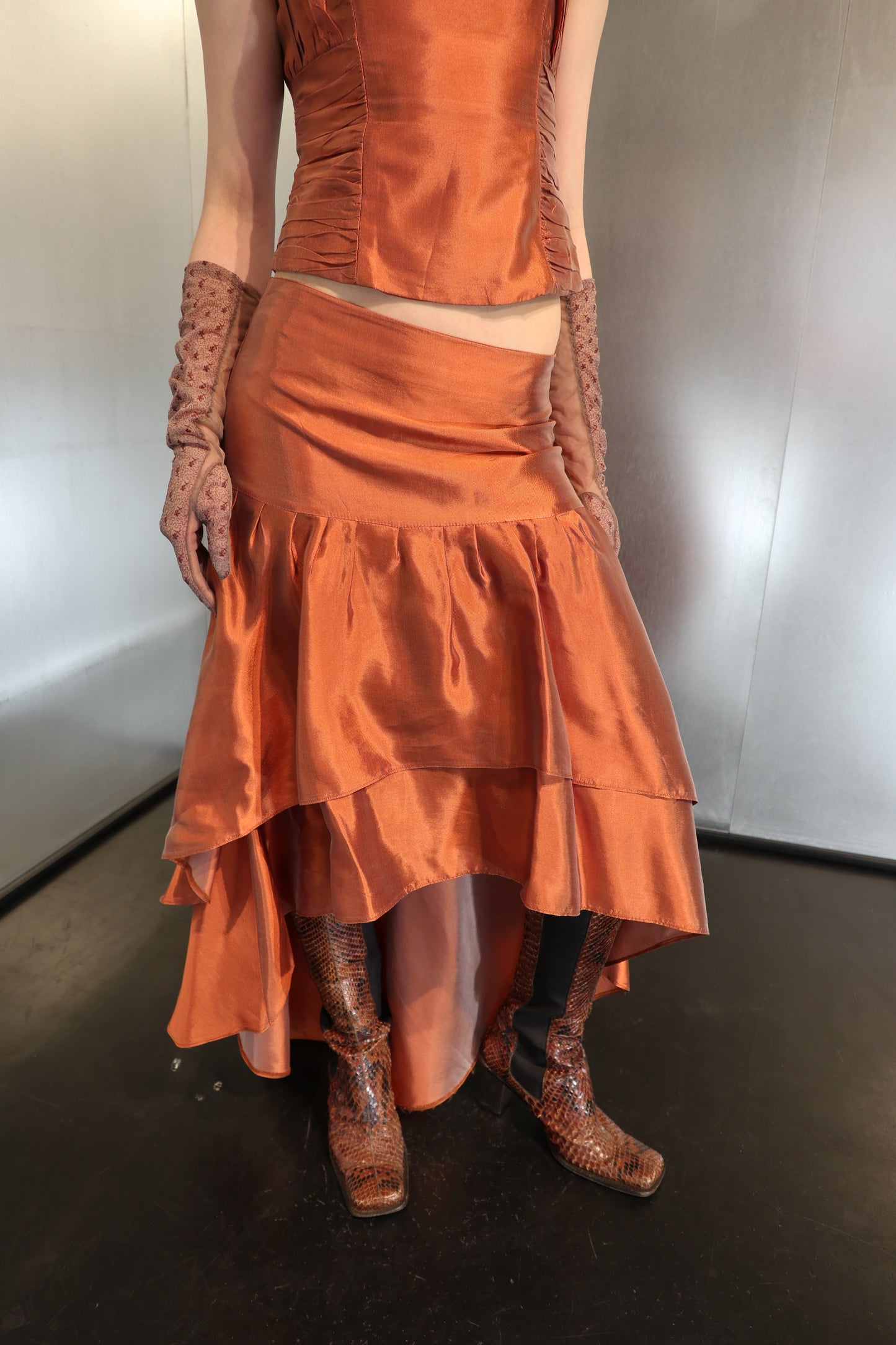 Metallic Bronze Skirt Set