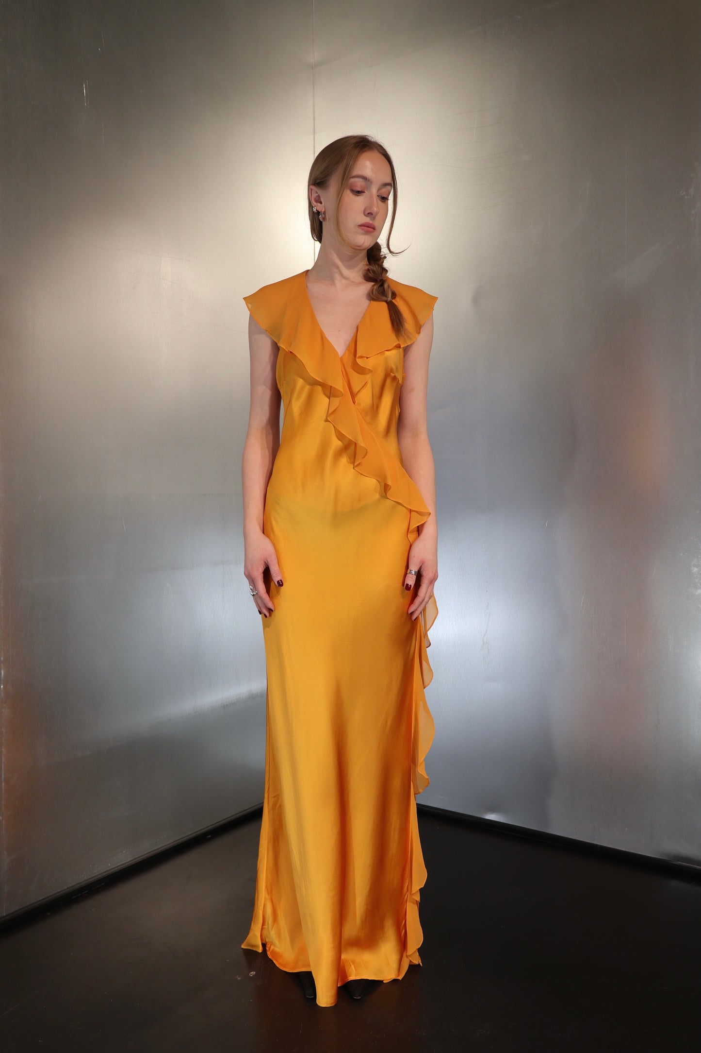 Vintage Ruffled Silk Gown