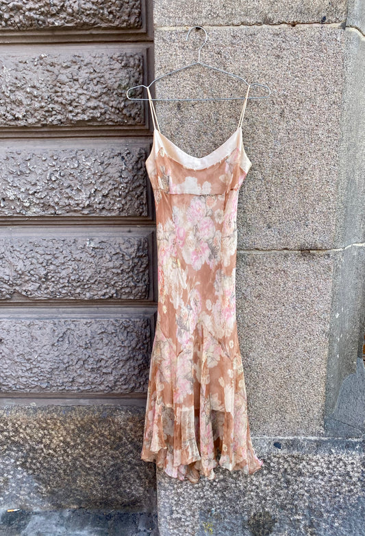 FLORAL PRINTED SILK DRESS 90’s