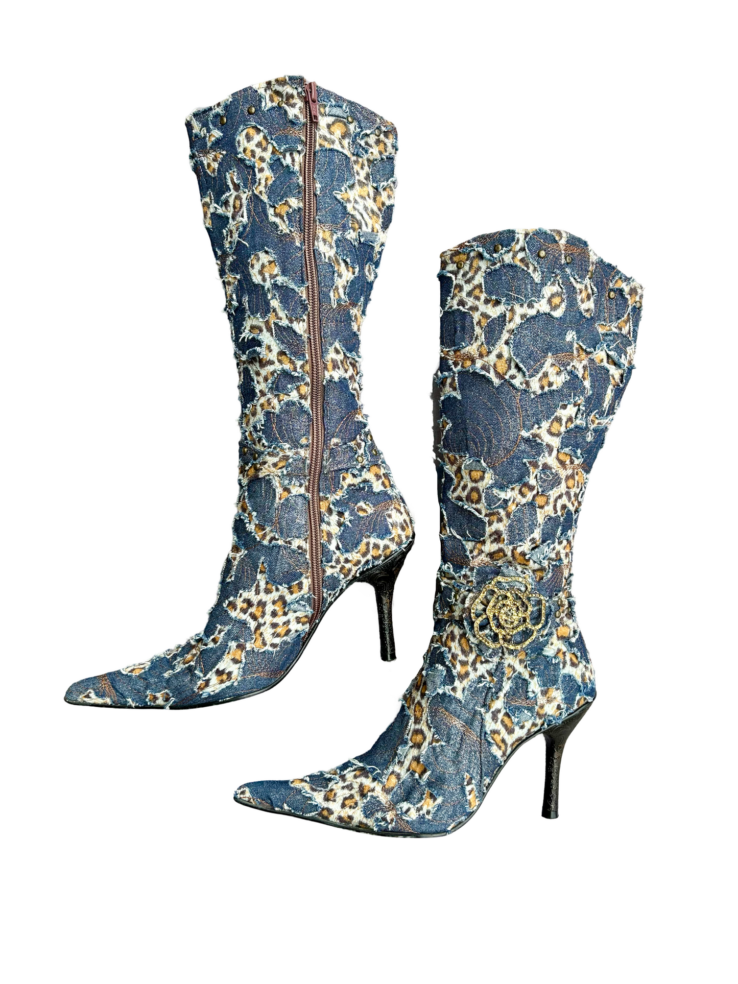 Cheeta and denim pointy heels