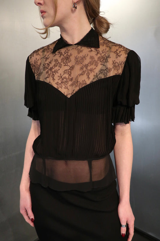 1940’s Silk Embroidery Lace Top
