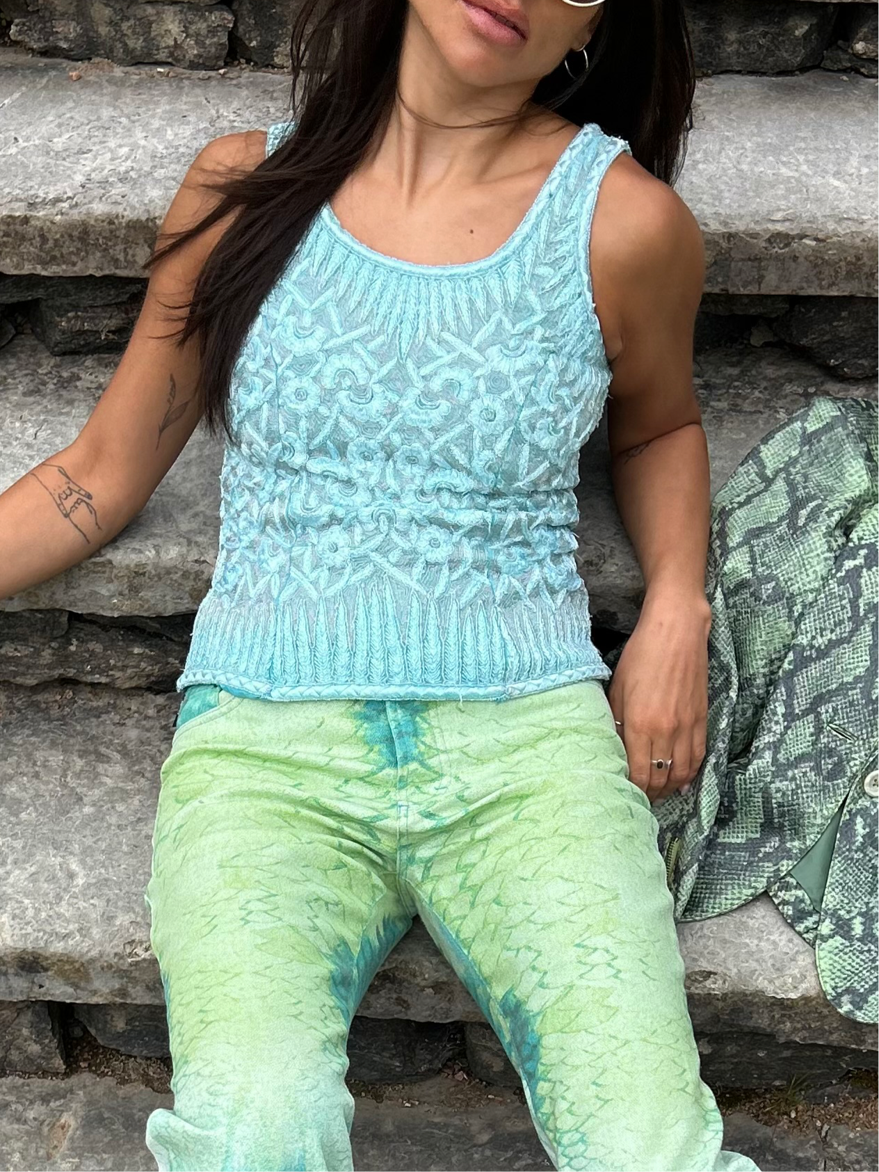 Vintage pure silk embroidered top