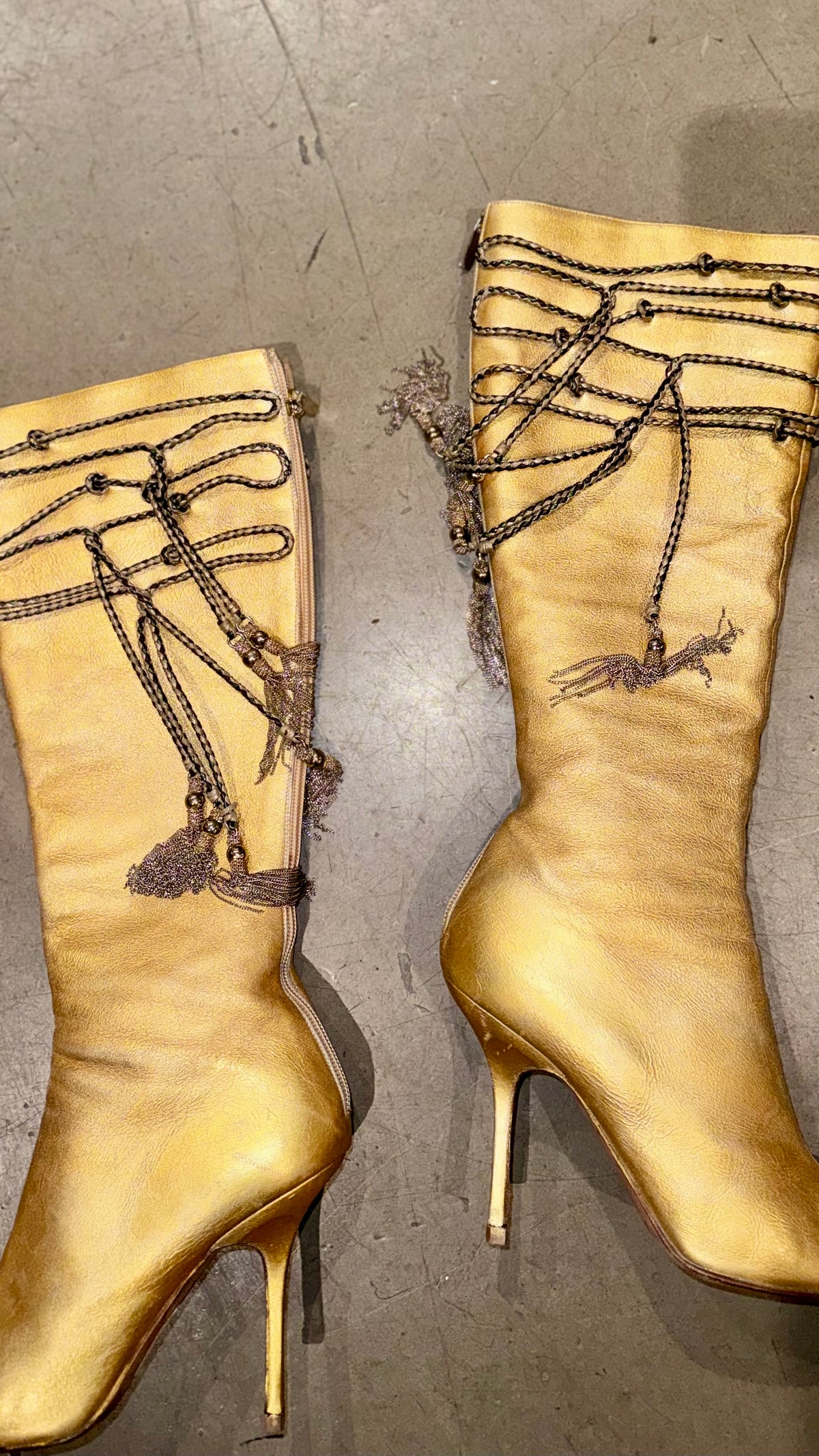 Jimmy Choo Golden Metal Tassel Boots