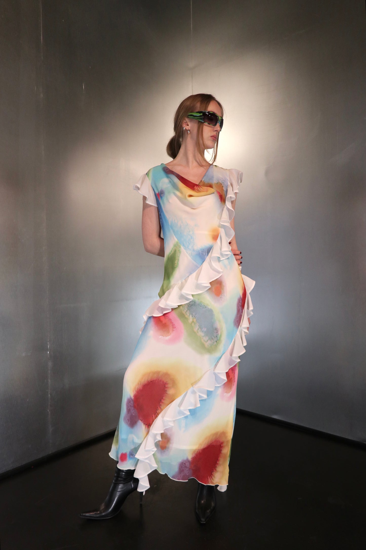 2000’s Ruffle Watercolor Maxi Dress