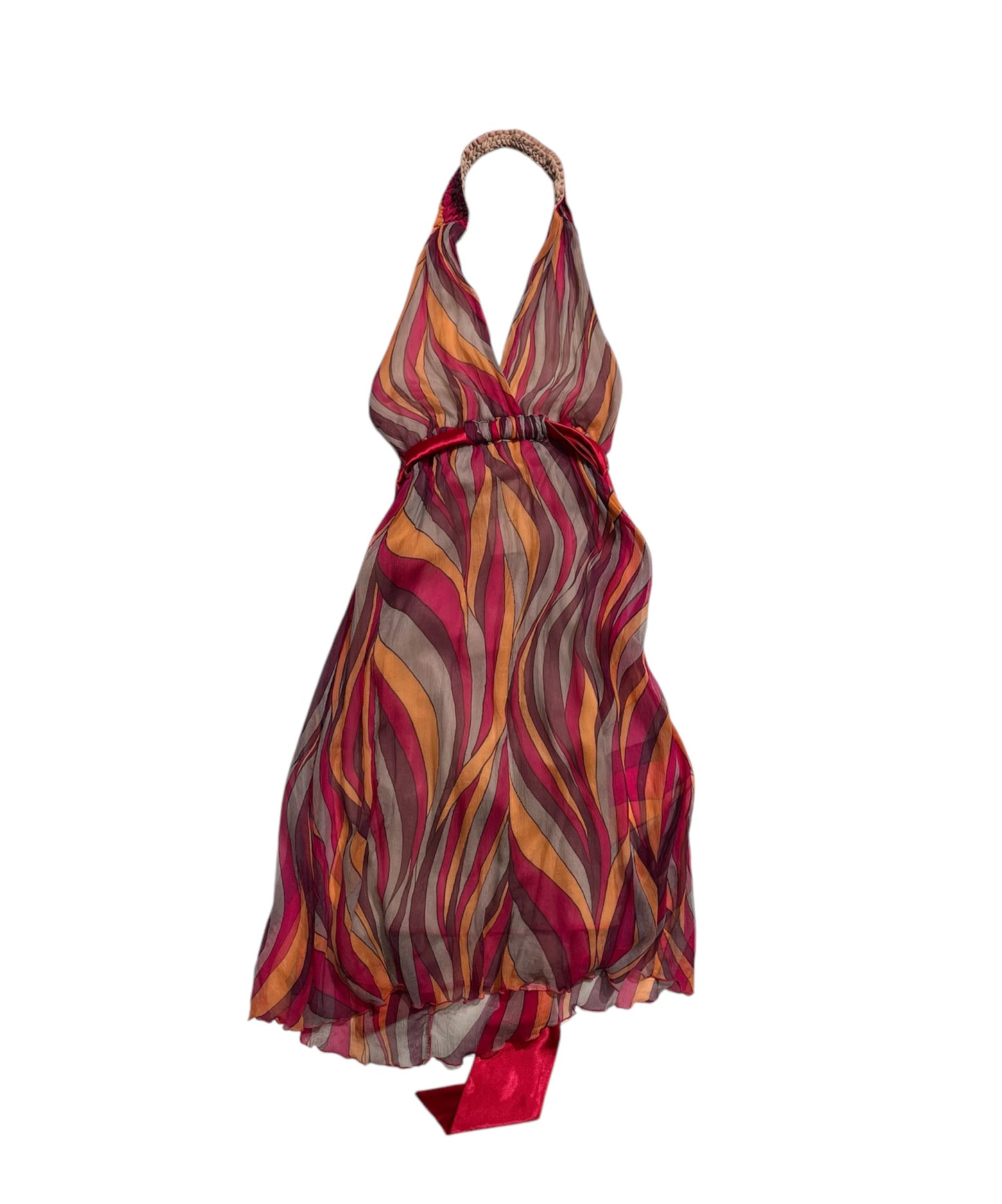 Abstract print halter dress