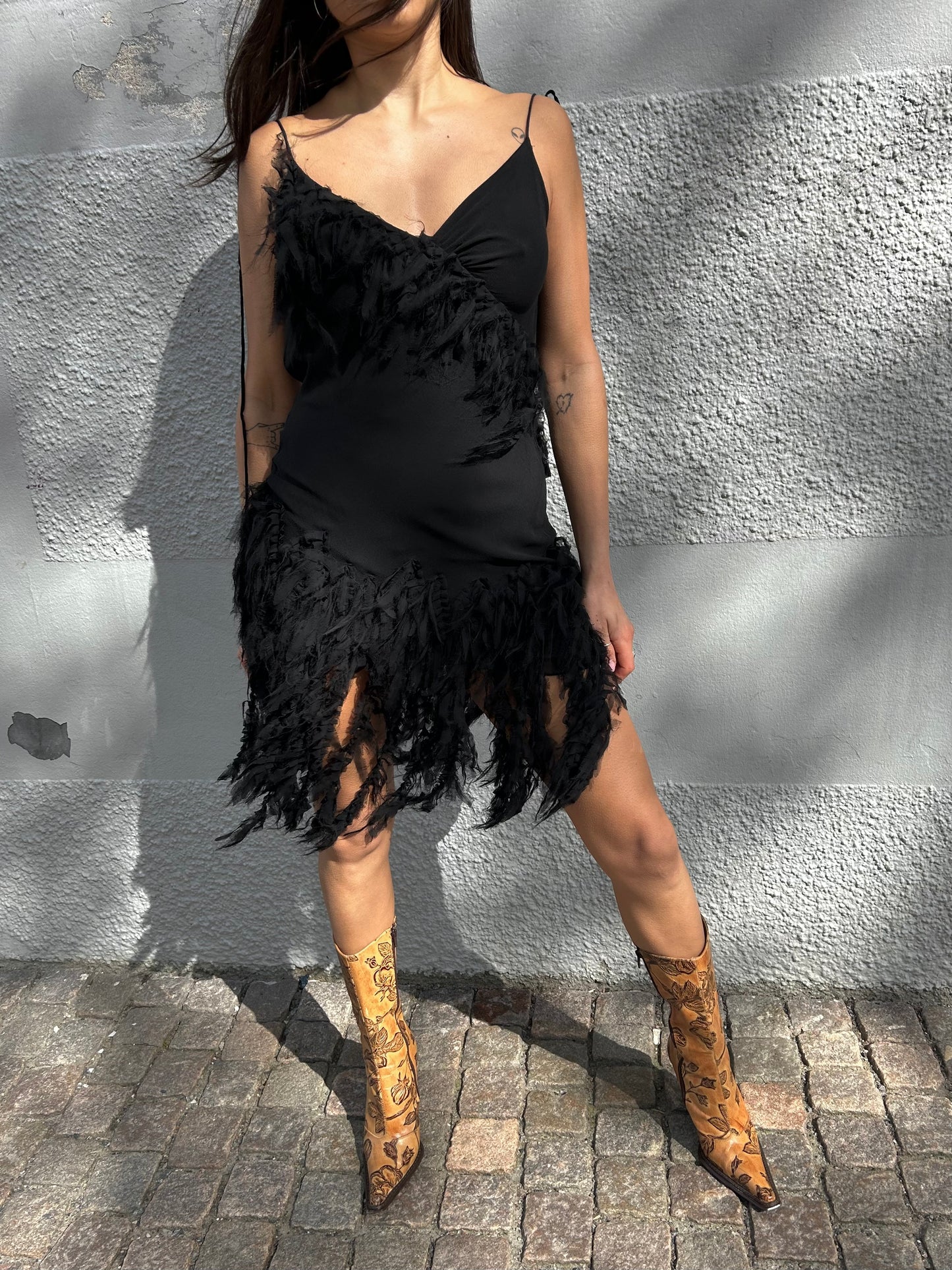 Silk Couture Low back Y2K Frill Dress