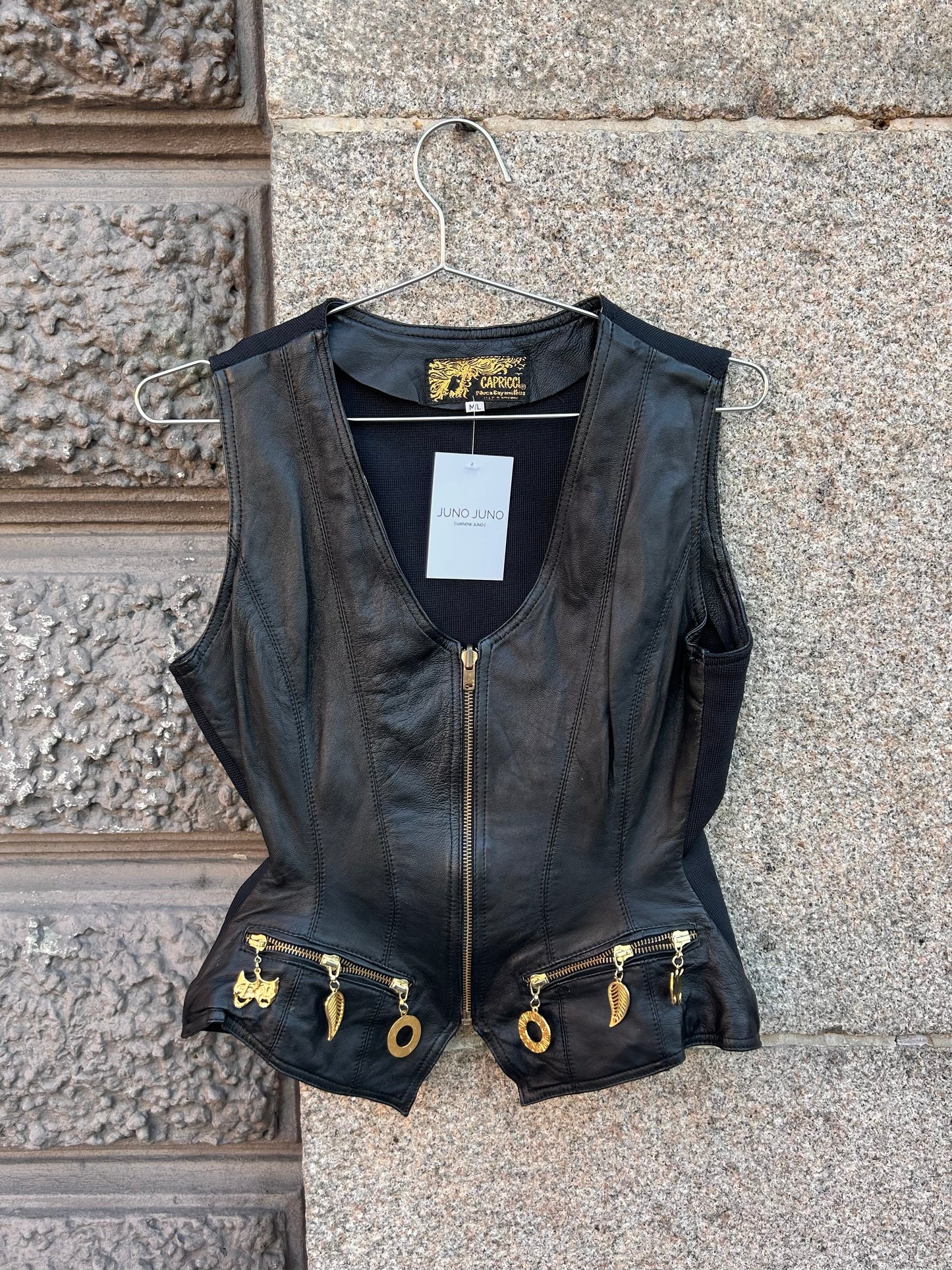 80’s black & gold embellished vest