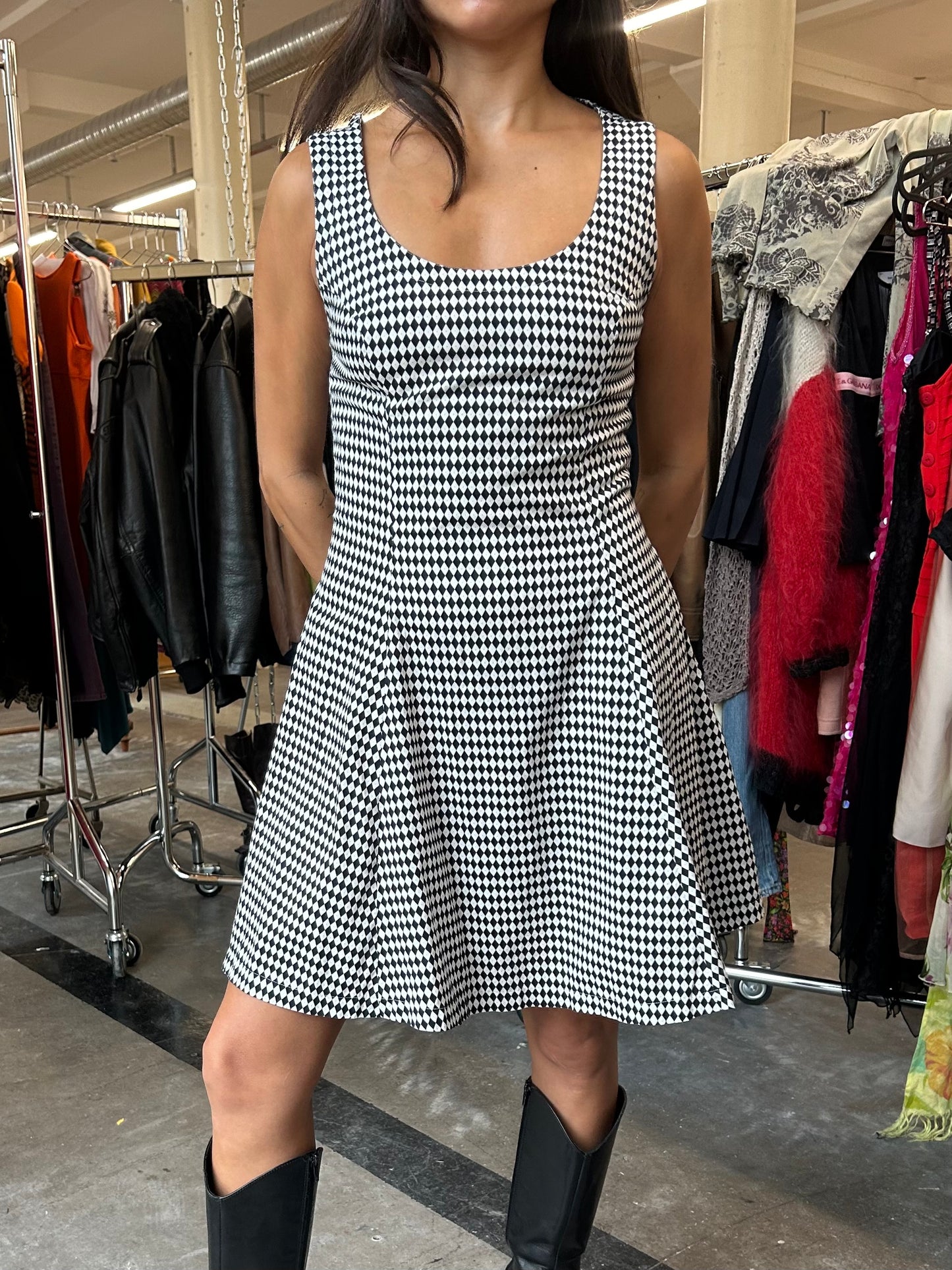 Versace argyle scoop dress