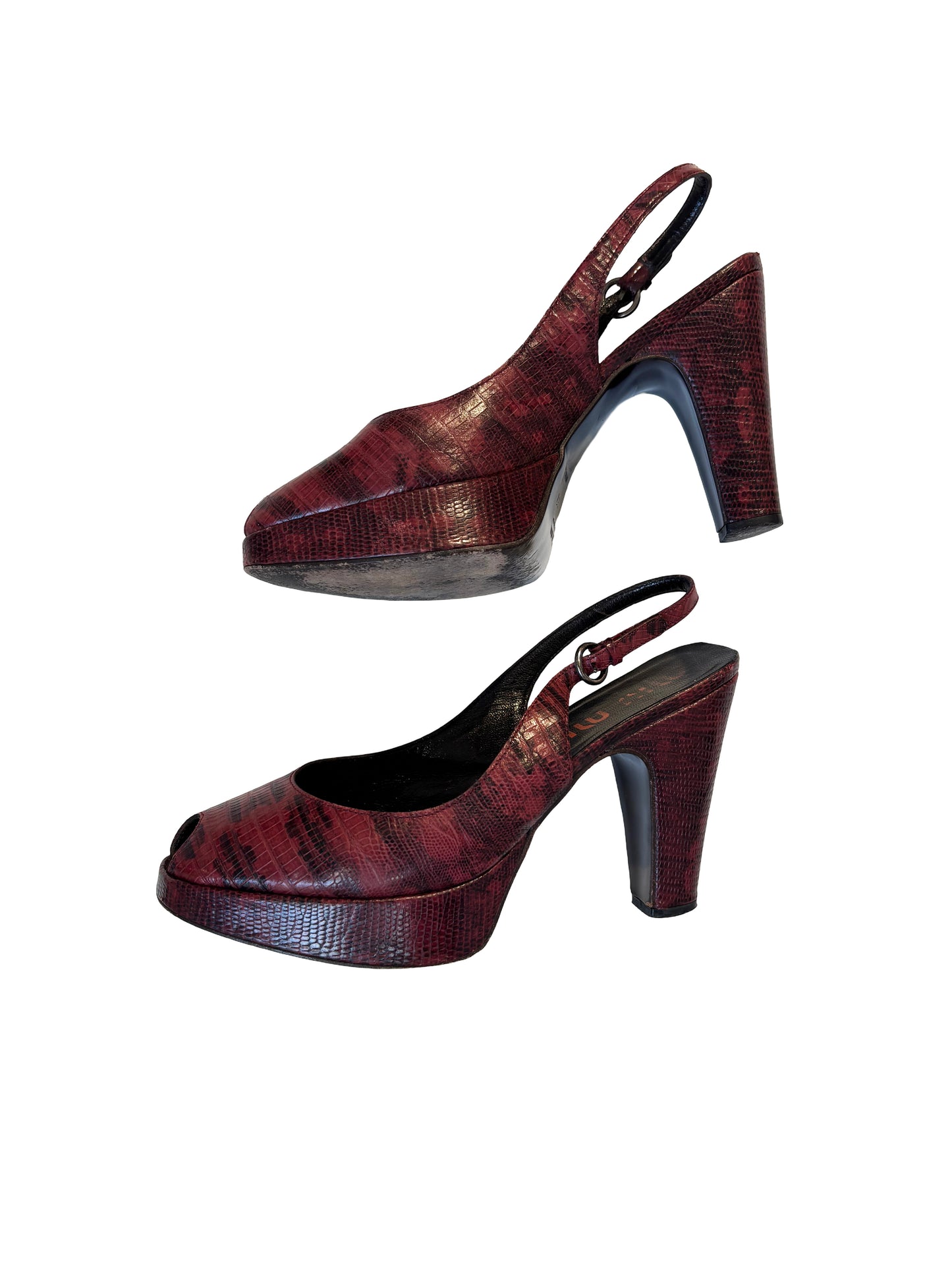 Miu Miu Burgundy Slingback Heels
