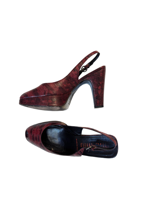 Miu Miu Burgundy Slingback Heels