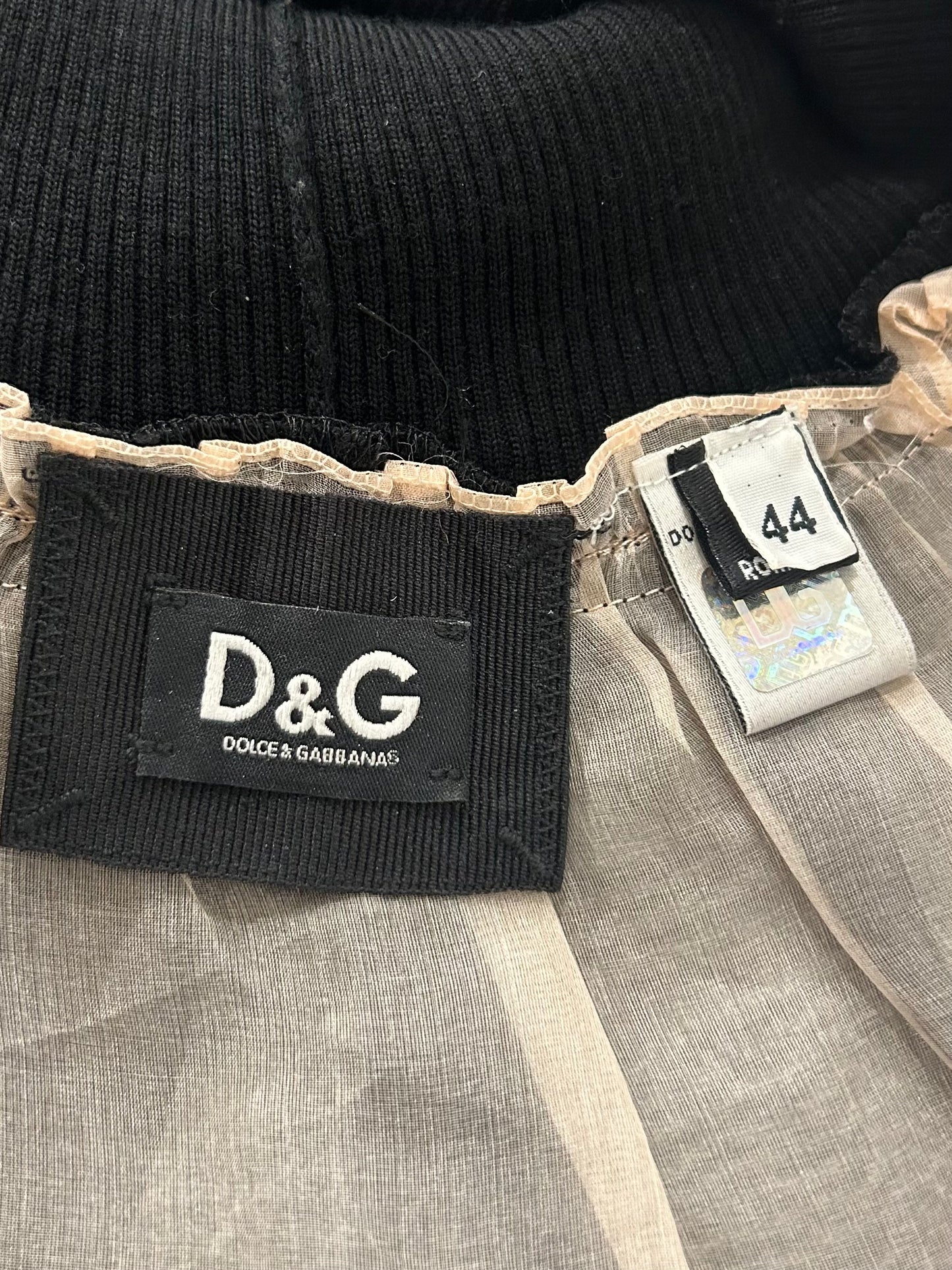 D&G Frilled Hem Skirt in Black Chiffon
