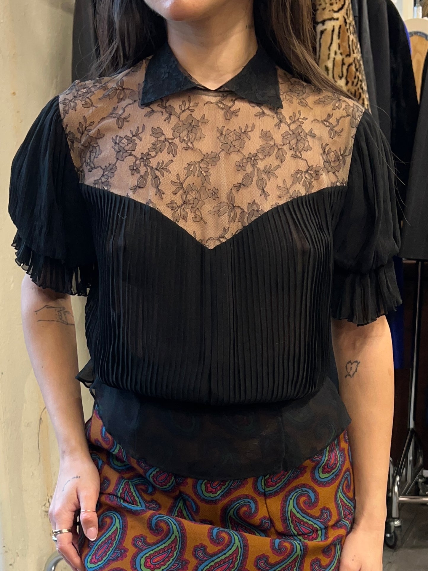 1940’s pleated silk top