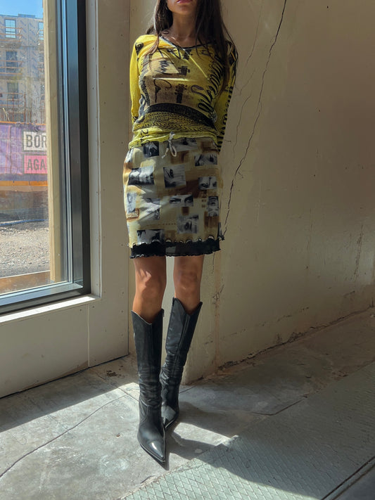 Portrait Mesh Skirt Y2K