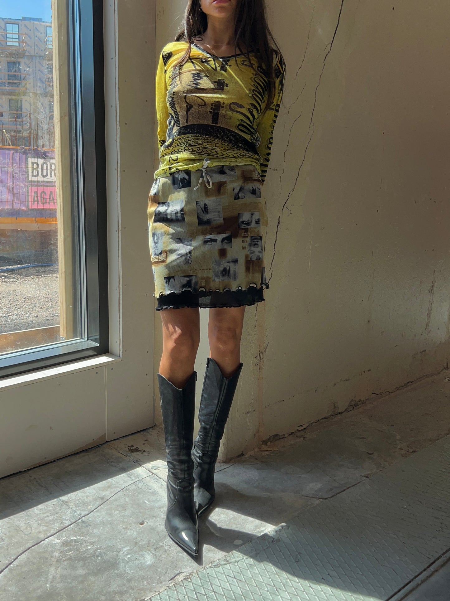 Portrait Mesh Skirt Y2K