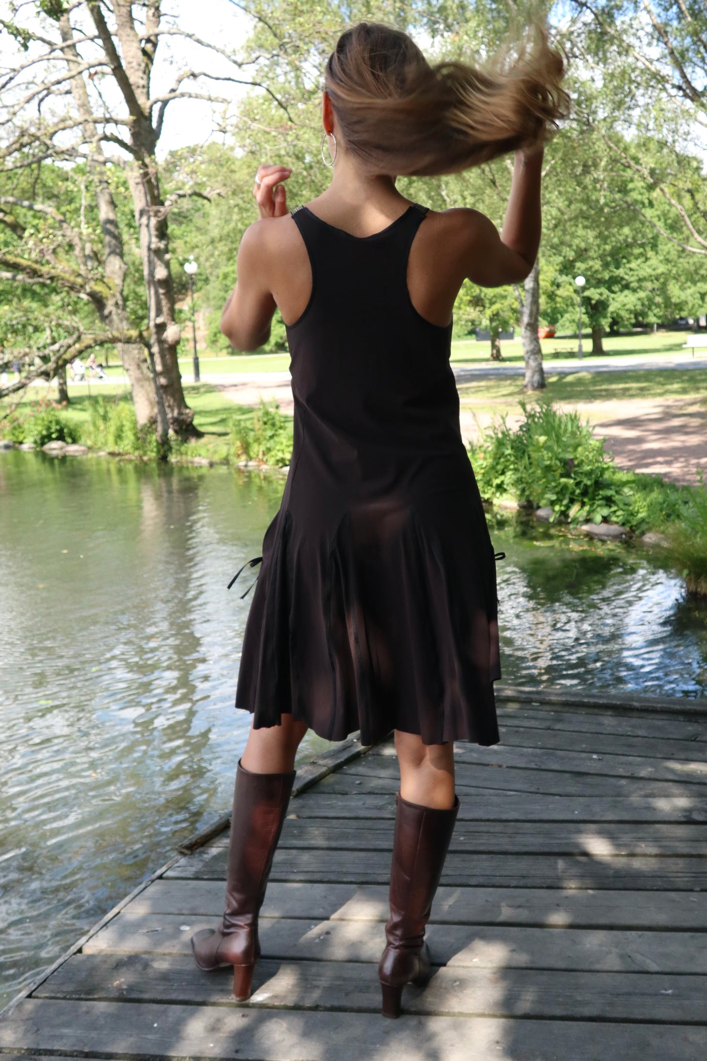 Marithé + François Girbaud Brown Suspender Dress