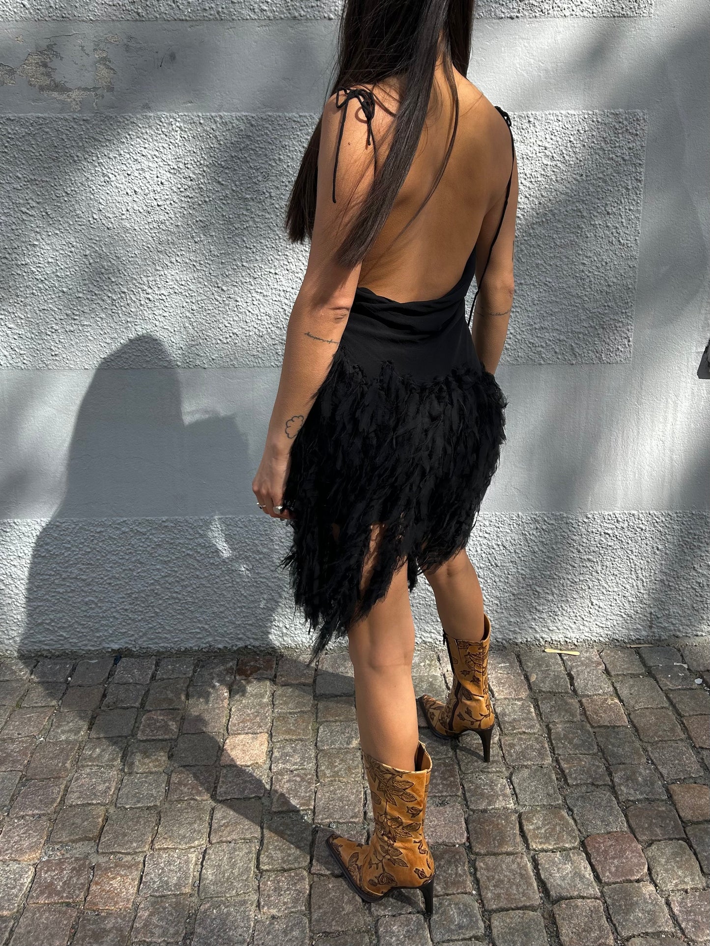 Silk Couture Low back Y2K Frill Dress