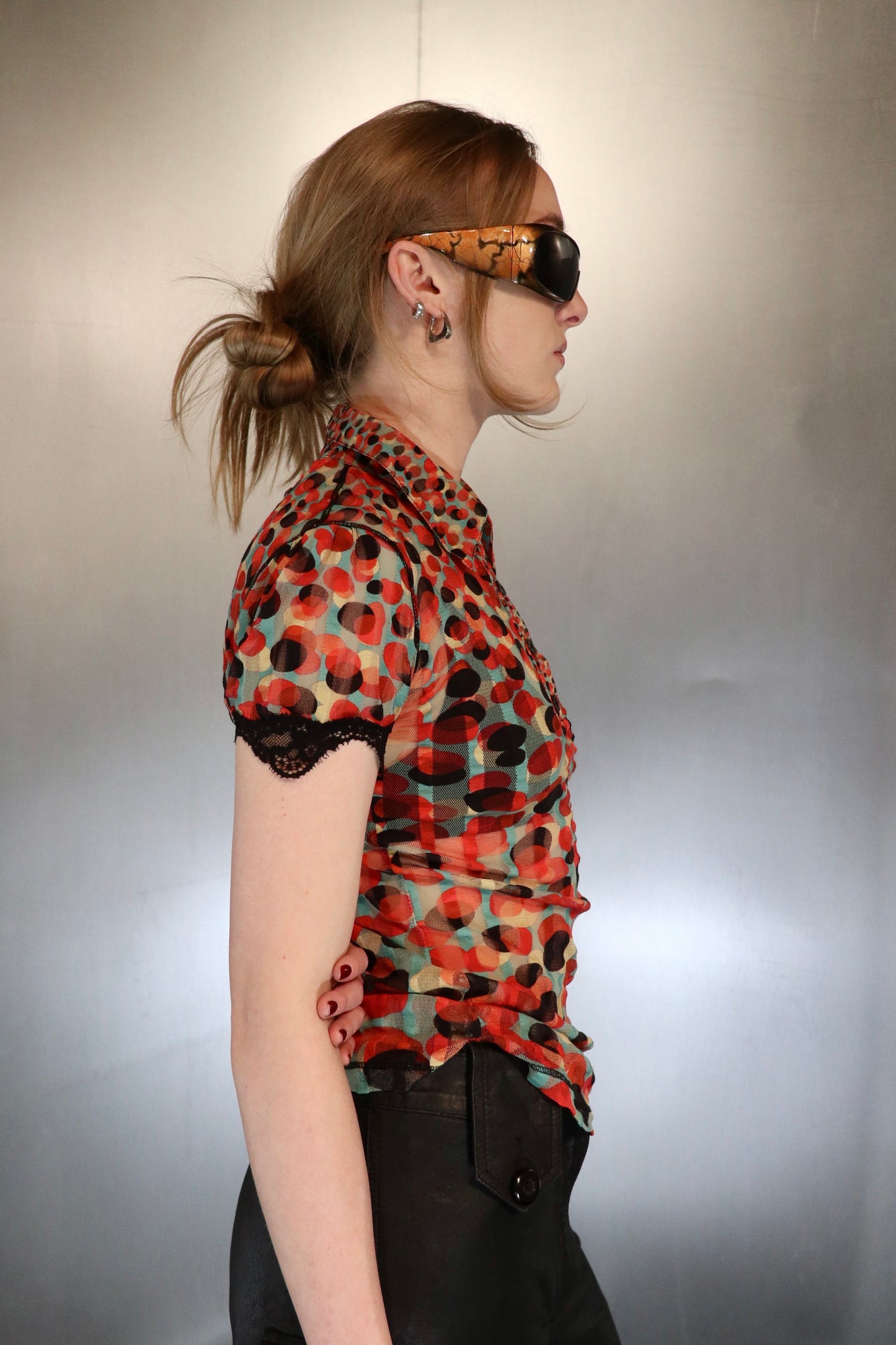 Gaultier Soleil Sheer Polkadot Mesh Top