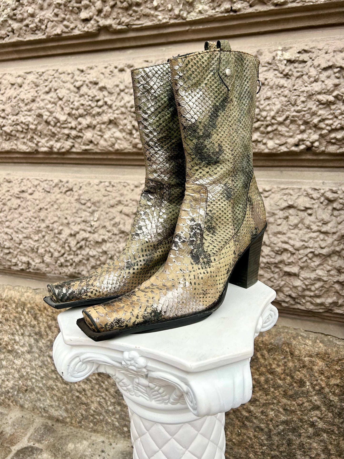 Reptile leather cowboy boots
