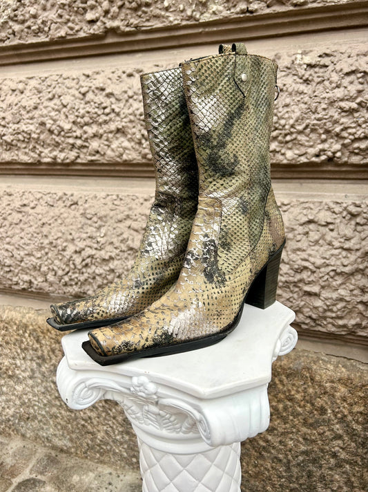Reptile leather cowboy boots