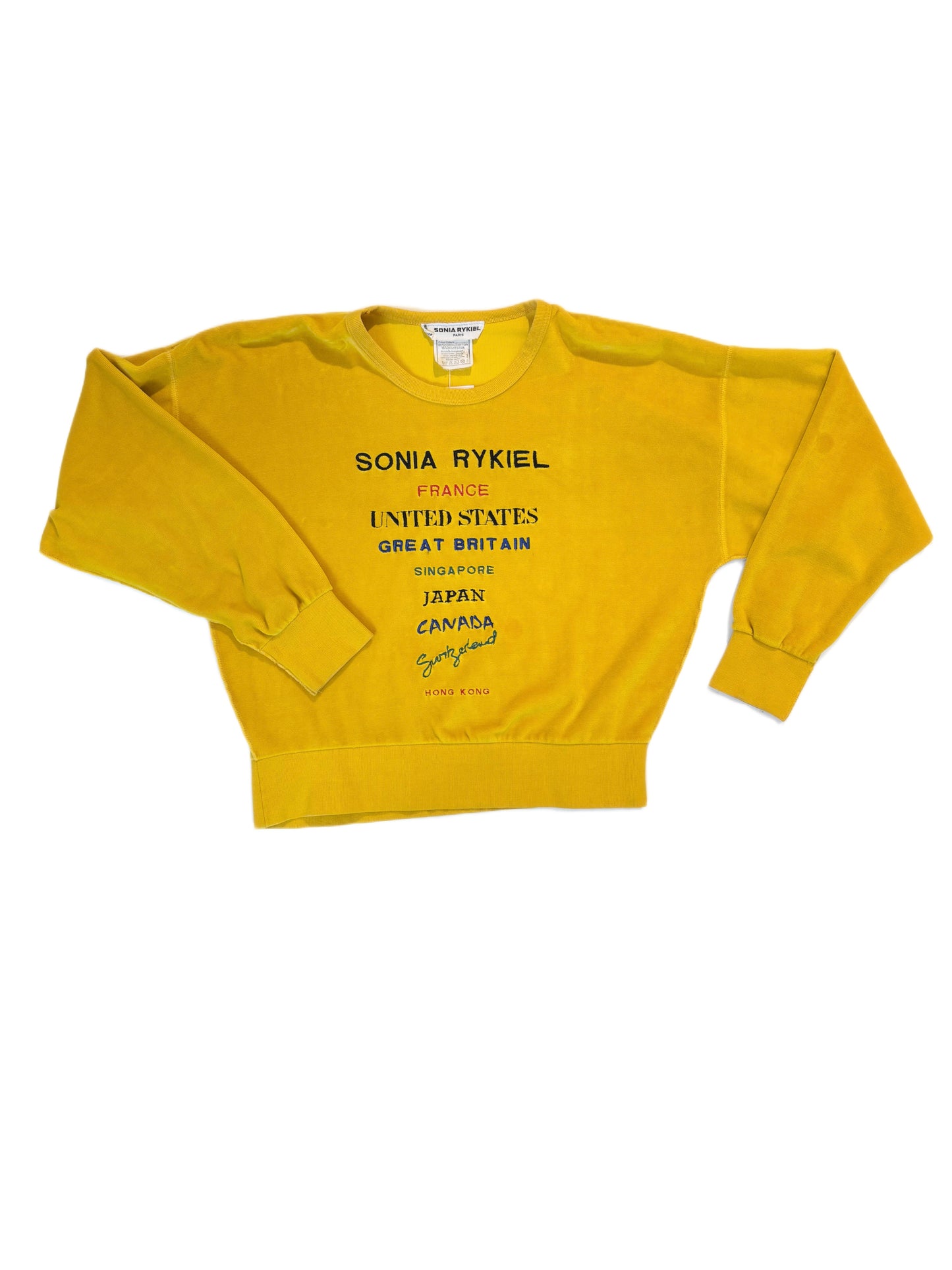 Vintage Sonia Rykiel “World Cities” Velvet Sweatshirt Late 1990s / Early 2000s