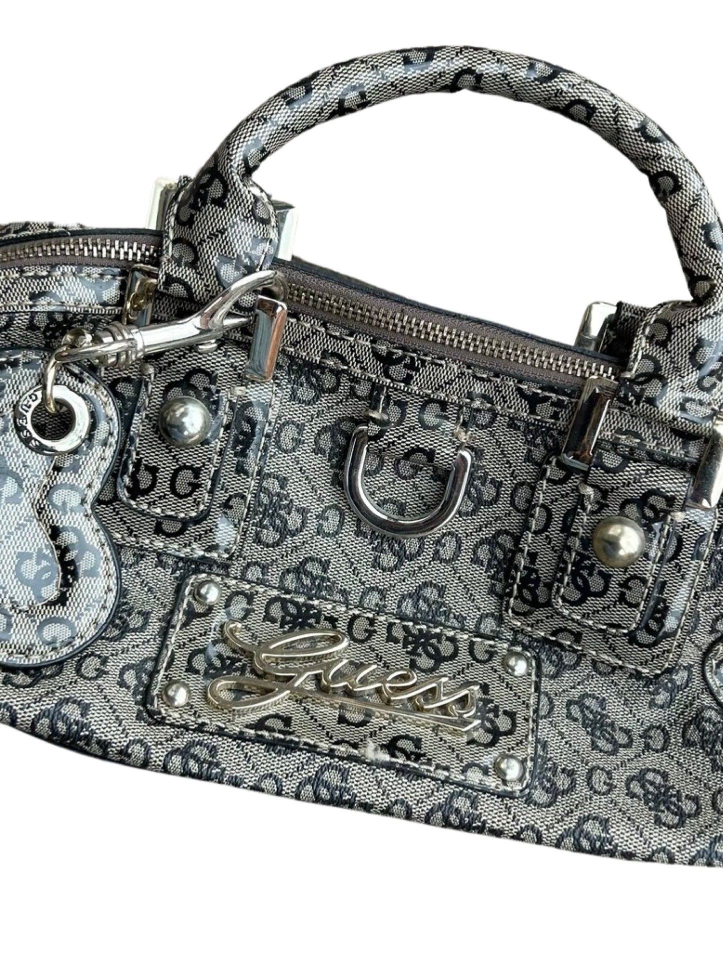 GUESS Y2K beige monogram barrel bag