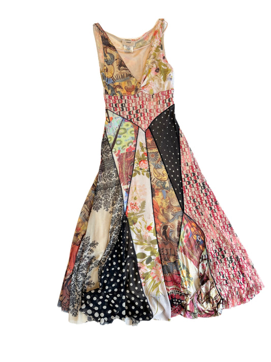 Fuzzi Patchwork Mesh Maxi Dress