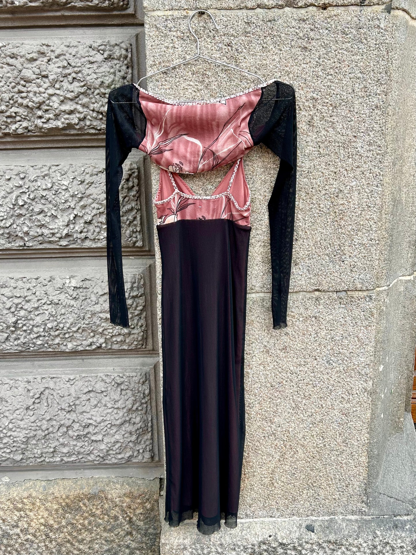Sequins detailed bolero & mesh set
