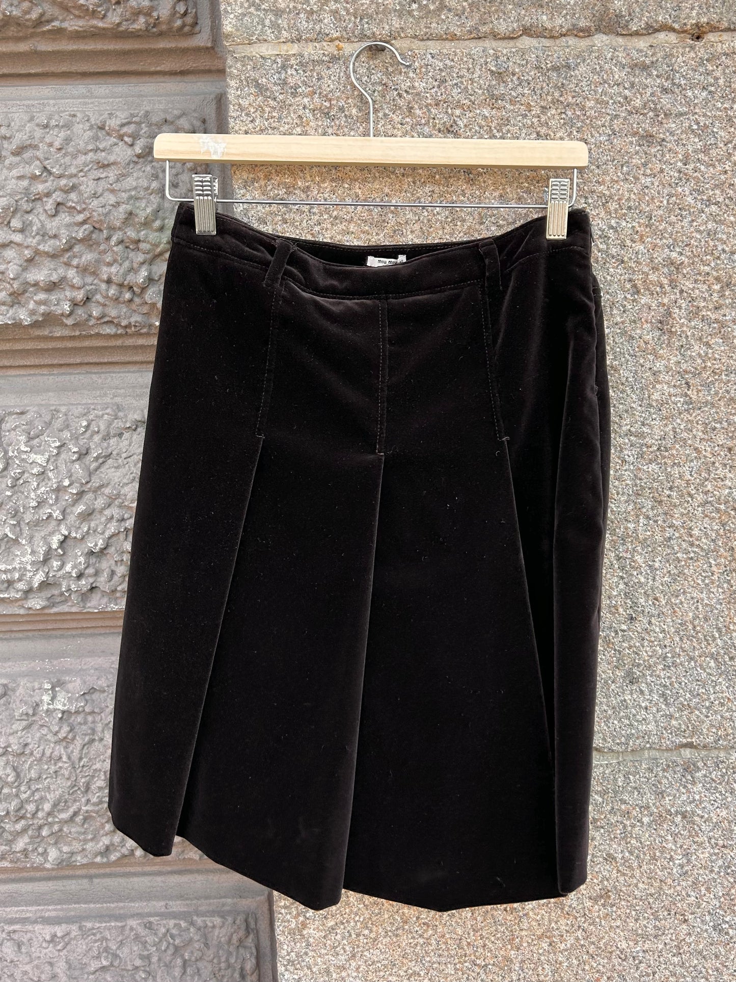Miu Miu chestnut velvet pleated skirt