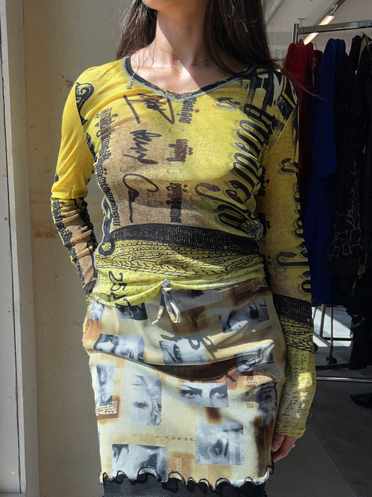 Printed Marc Aurel  Mesh Top Y2K