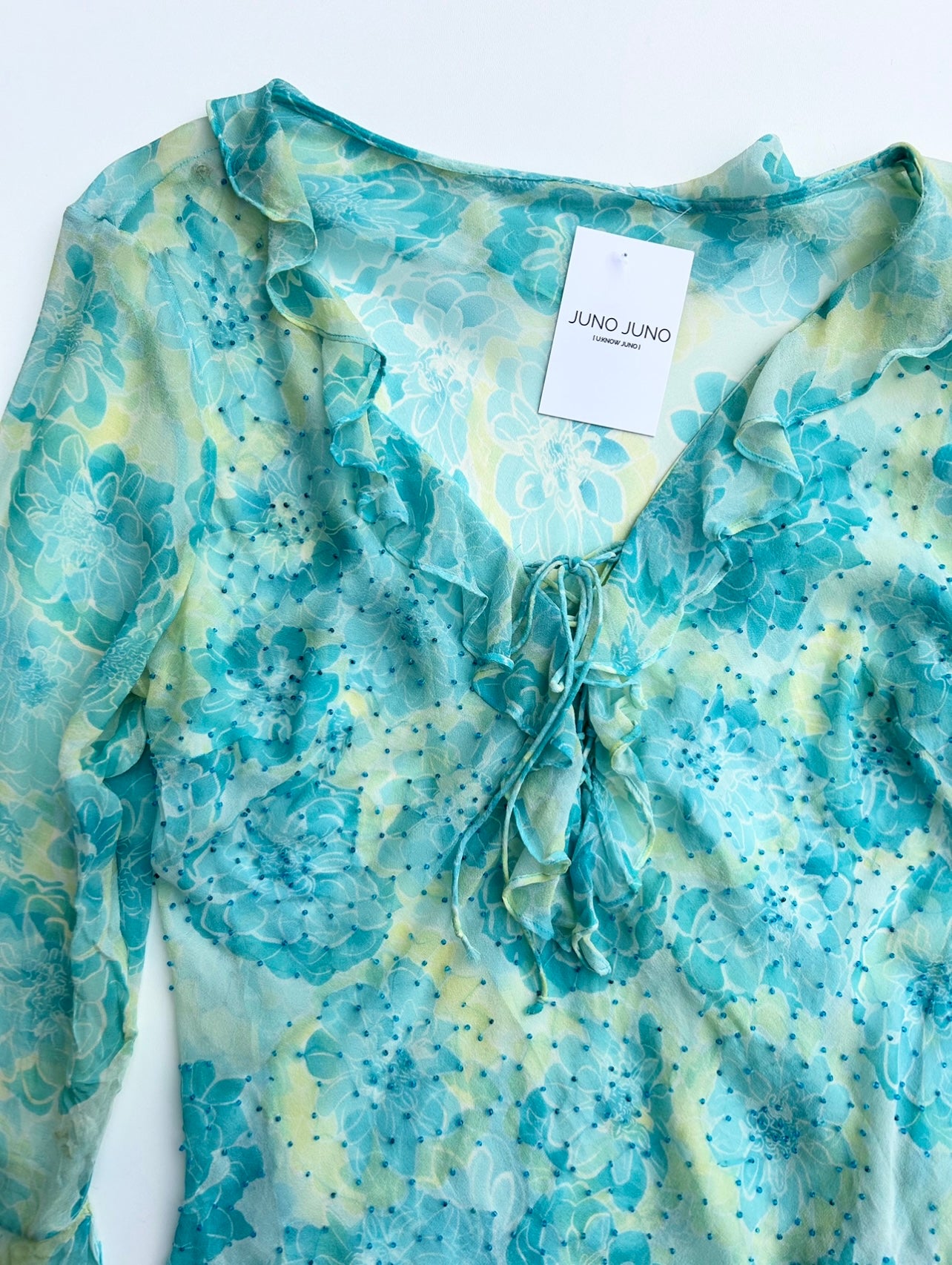 Floral embellished silk blouse