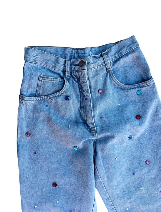 Blumarine rhinestone mom jeans