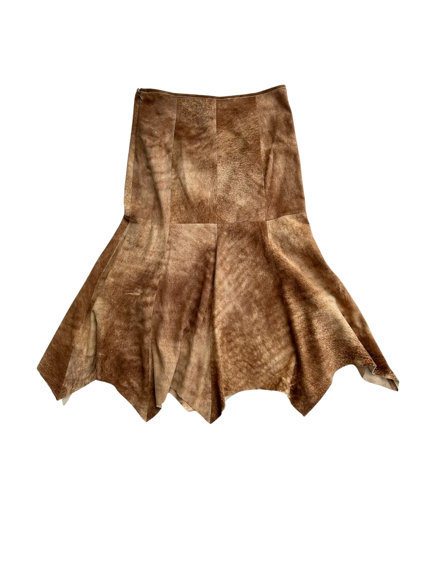 Lamb leather asymmetrical skirt